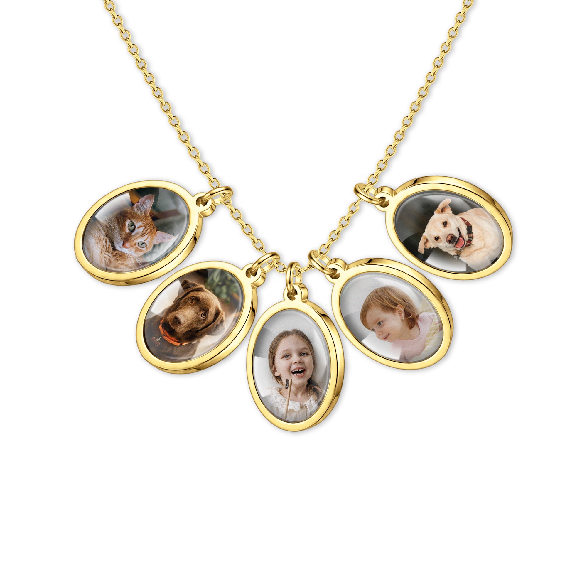 Oval Pet Photo Necklace with Glass Dome Cab