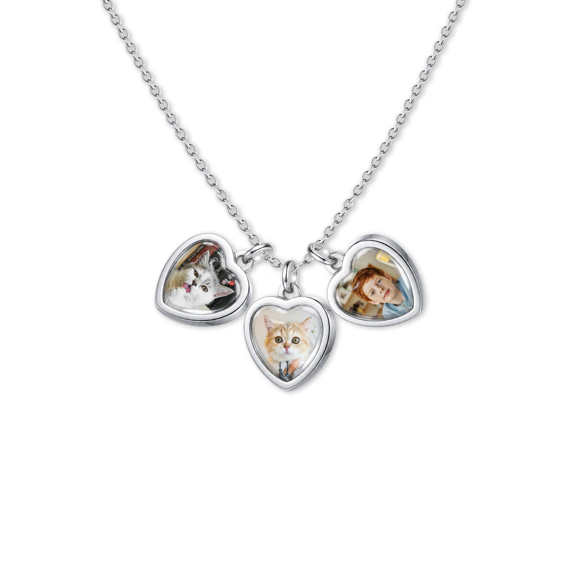 Heart Pet Photo Necklace with Glass Dome Cab