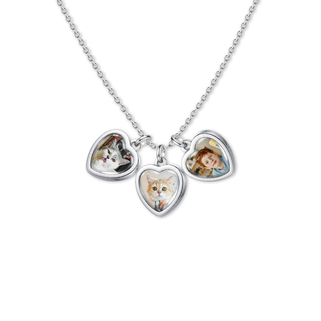Heart Photo Necklace with Glass Dome Cab