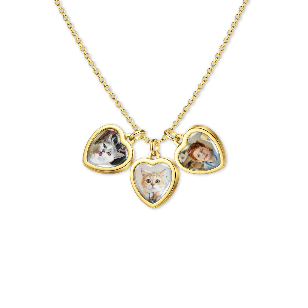 Heart Photo Necklace with Glass Dome Cab