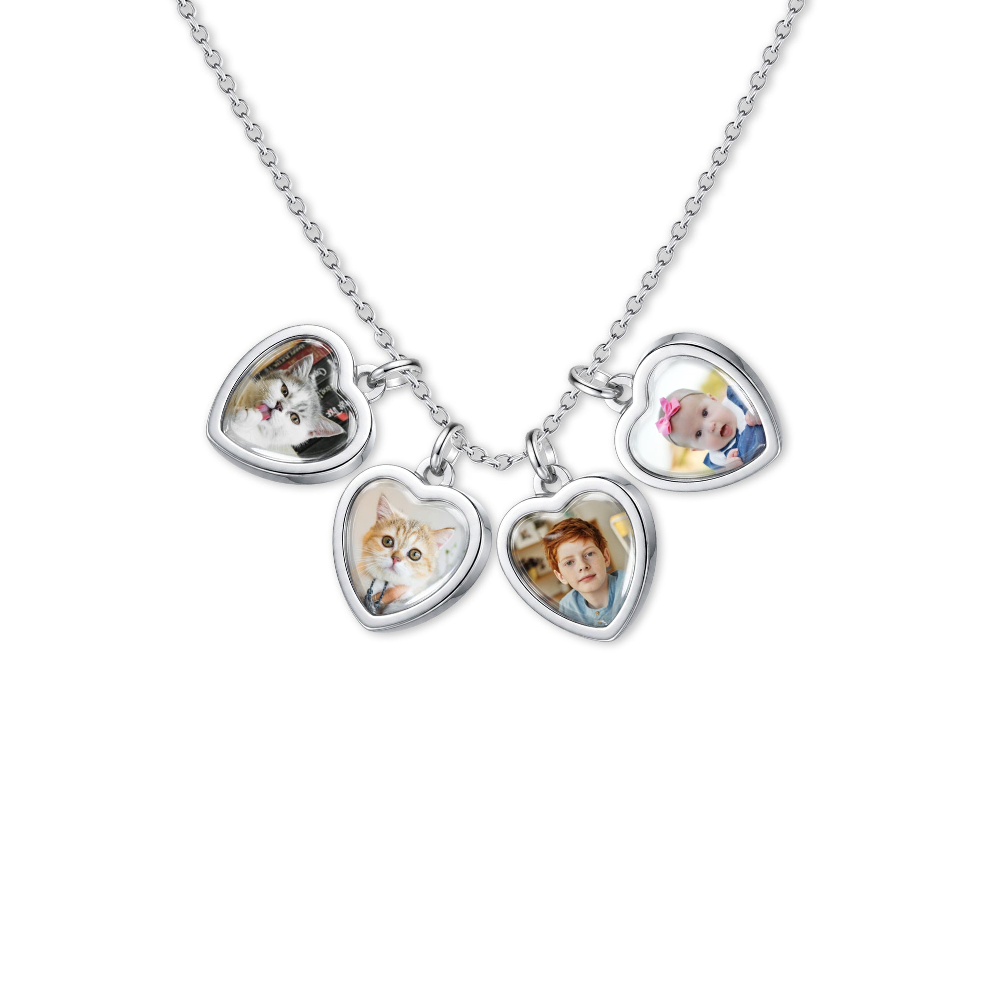 Heart Photo Necklace with Glass Dome Cab