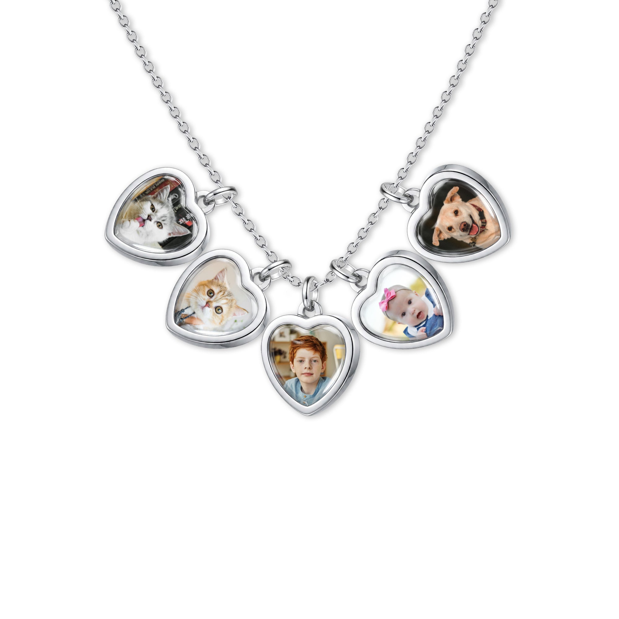Heart Photo Necklace with Glass Dome Cab
