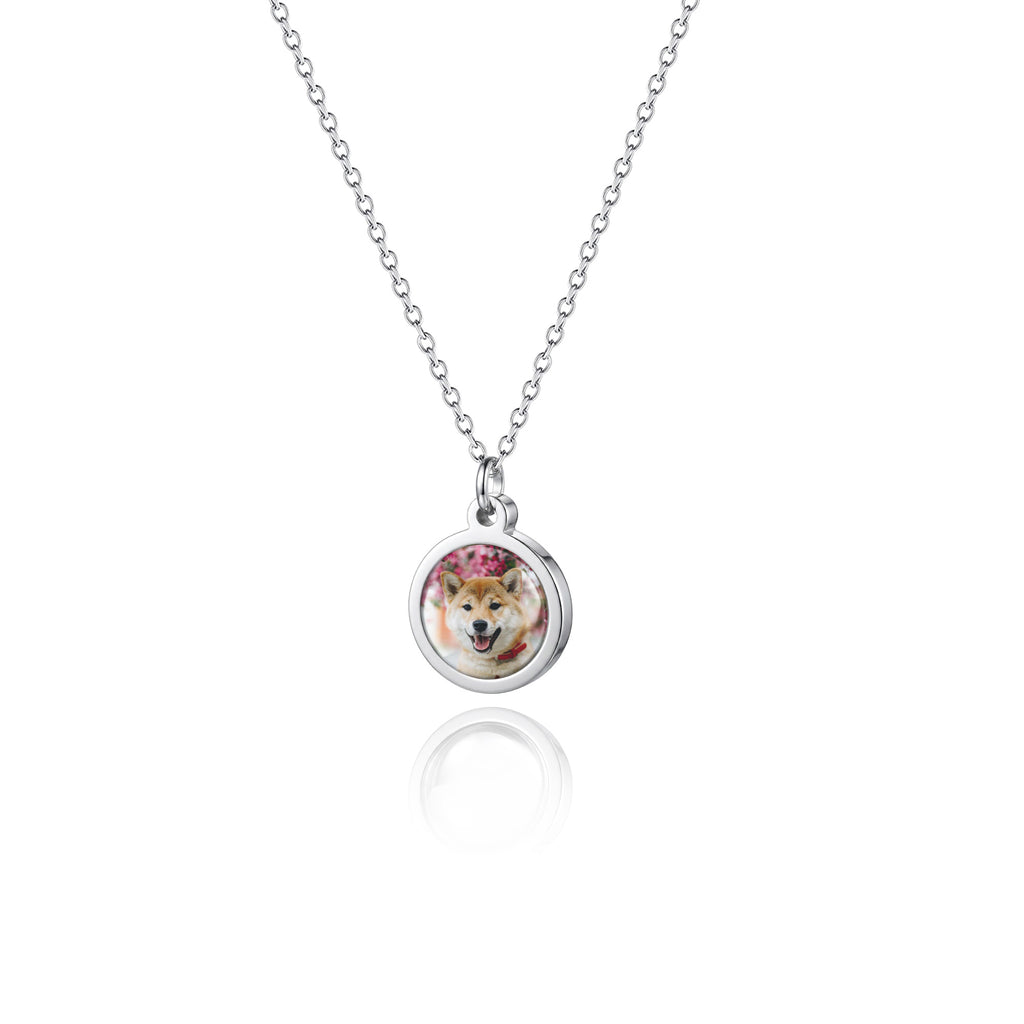 Round Pet Photo Necklace with Glass Dome Cab