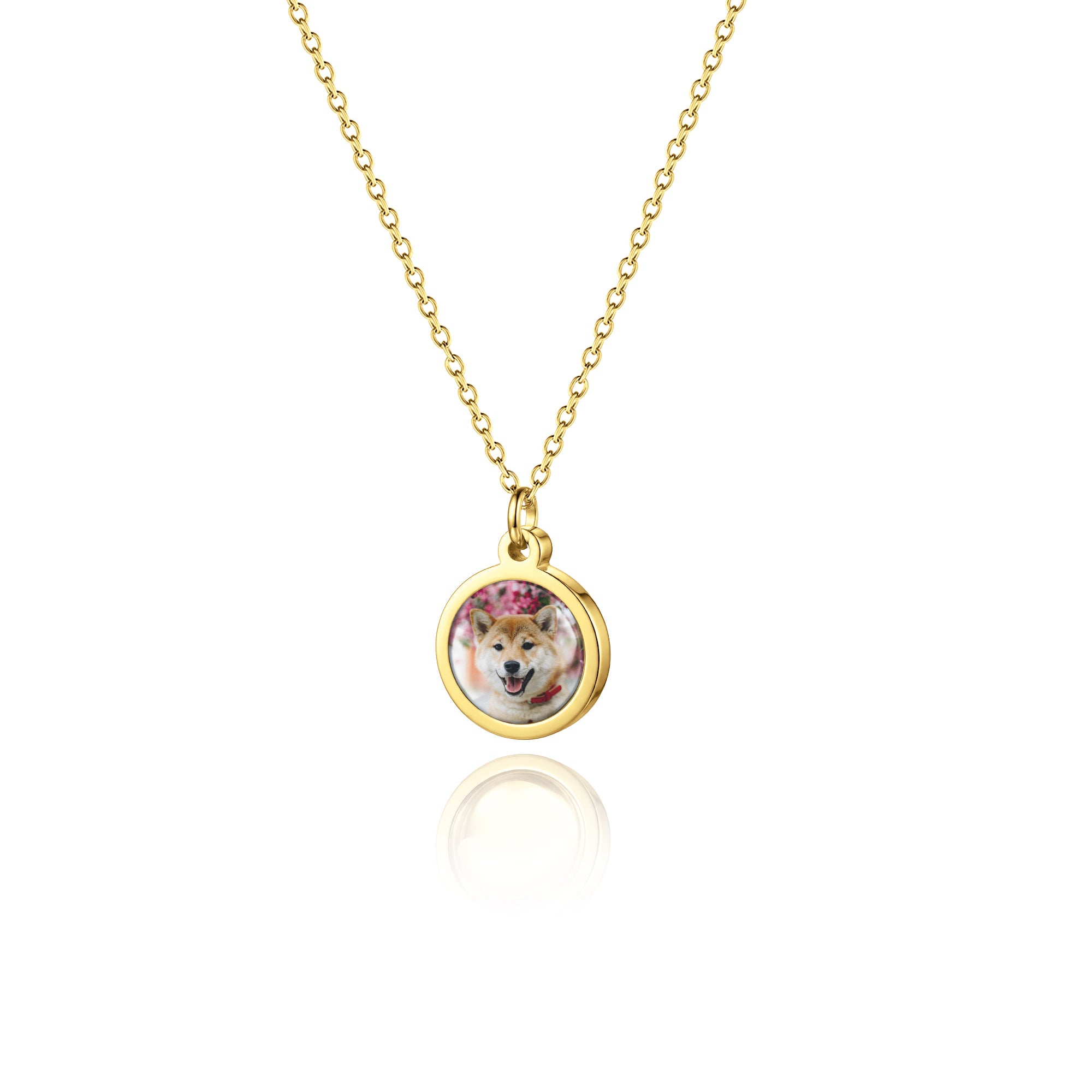Round Pet Photo Necklace with Glass Dome Cab