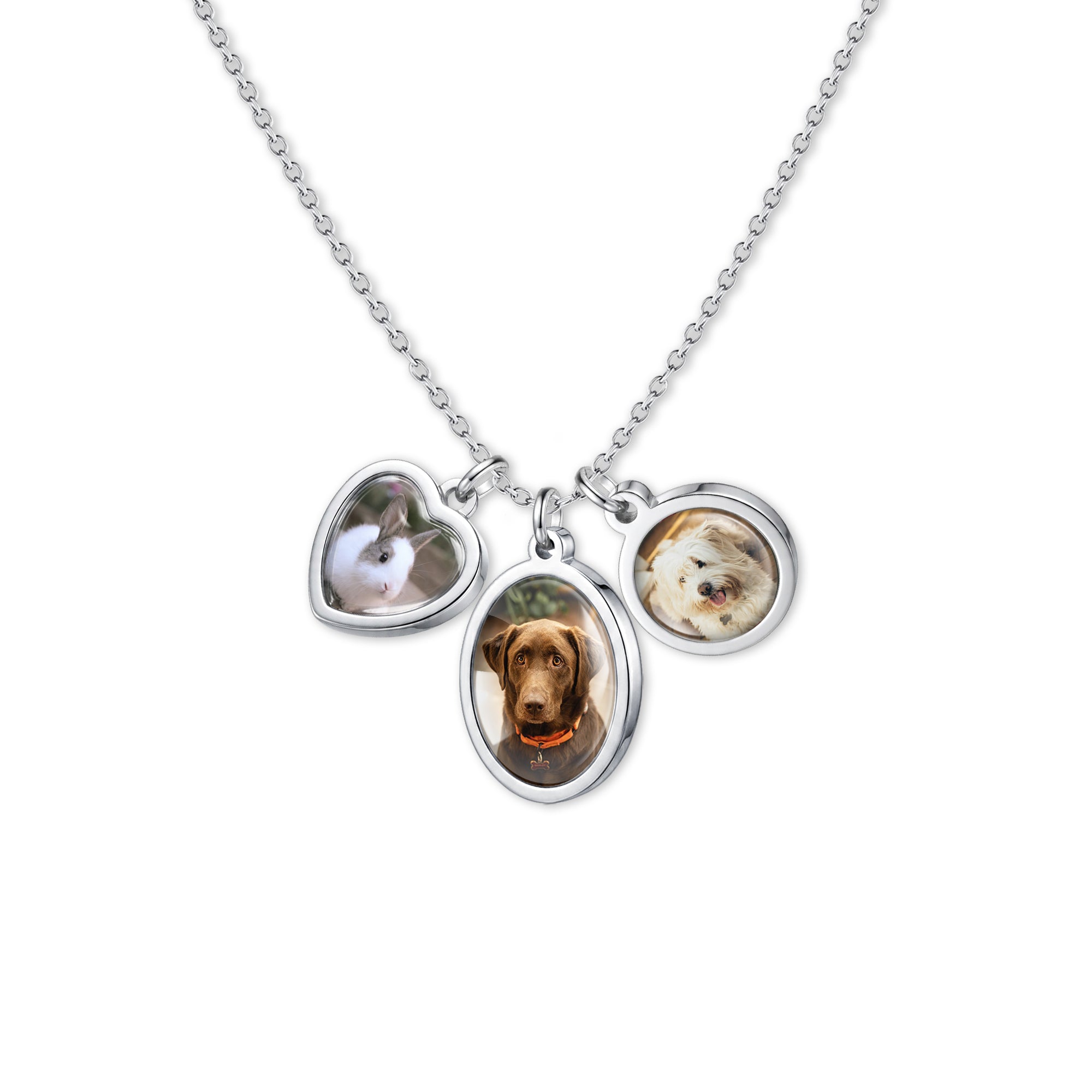 Multi-Shape Pet Photo Necklace with Glass Dome Cab