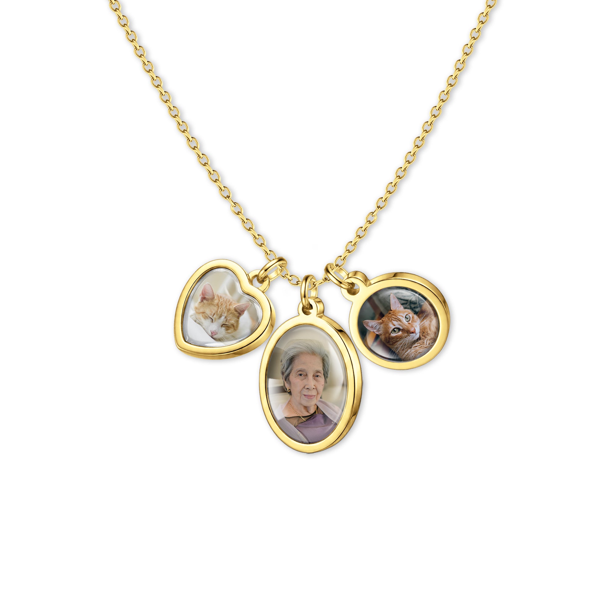 Multi-Shape Photo Necklace with Glass Dome Cab