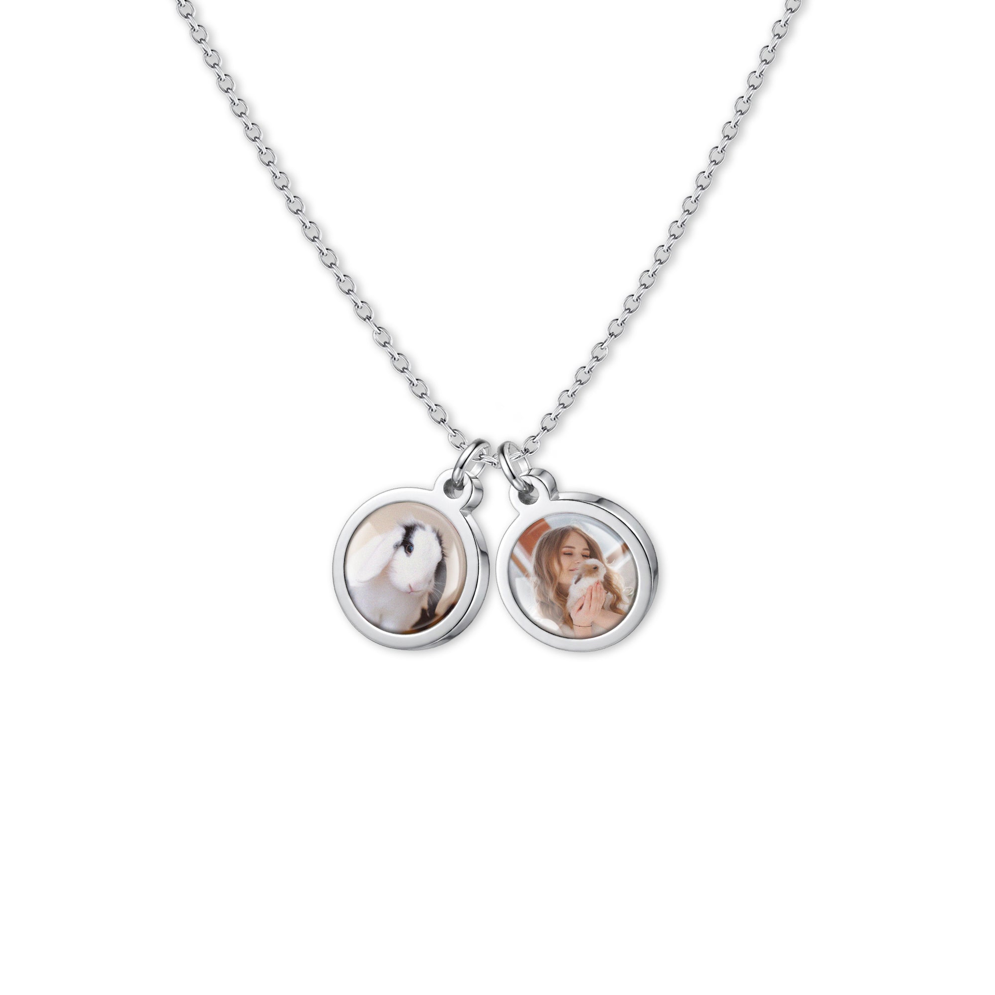 Round Pet Photo Necklace with Glass Dome Cab