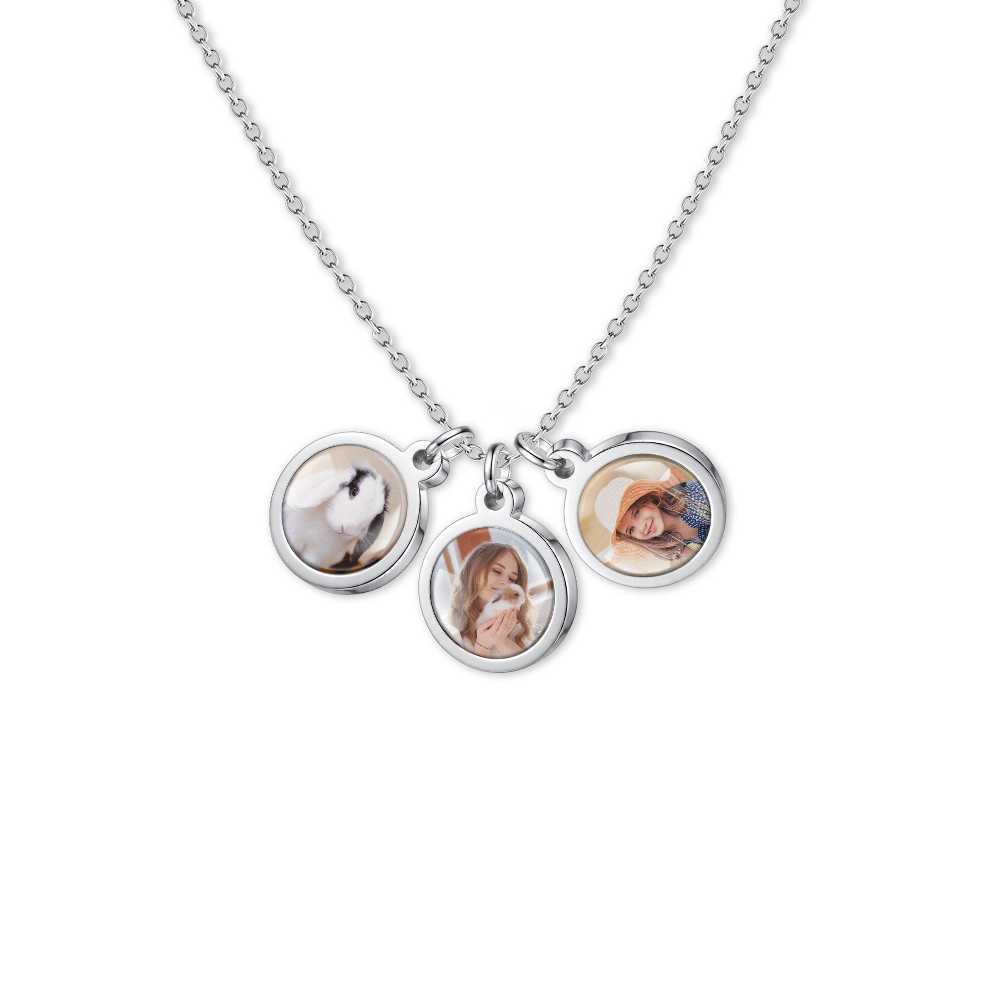 Round Photo Necklace with Glass Dome Cab