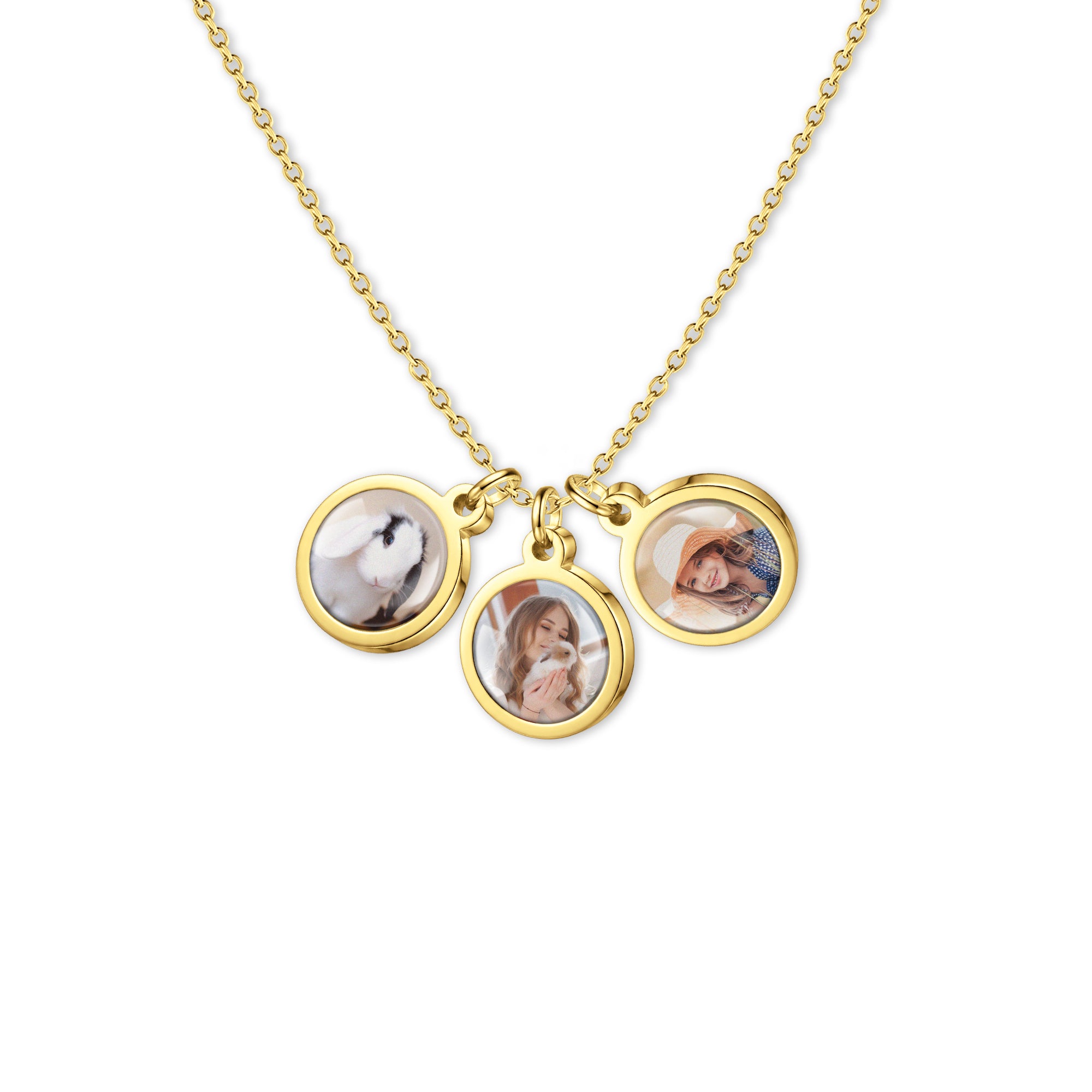 Round Pet Photo Necklace with Glass Dome Cab