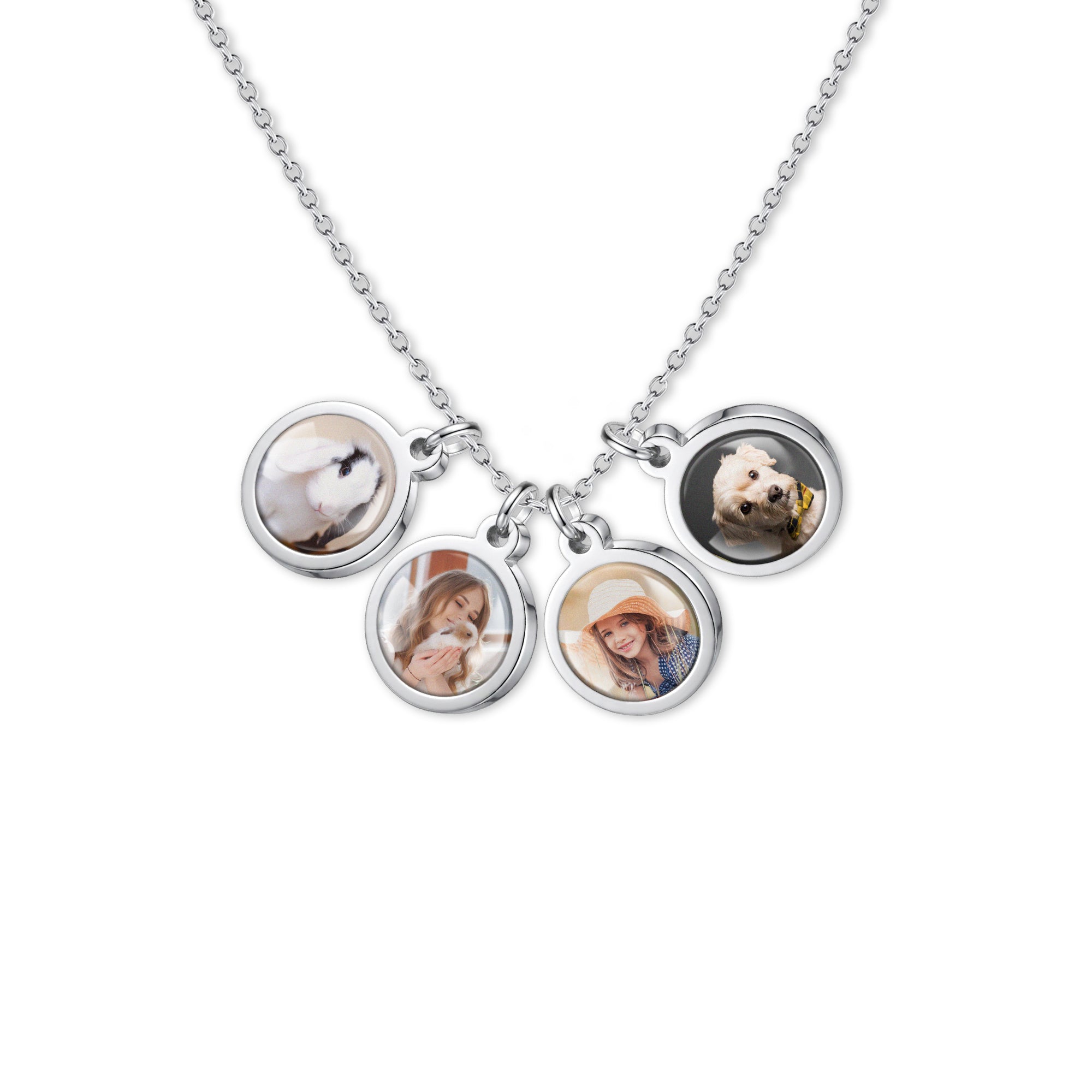 Round Photo Necklace with Glass Dome Cab
