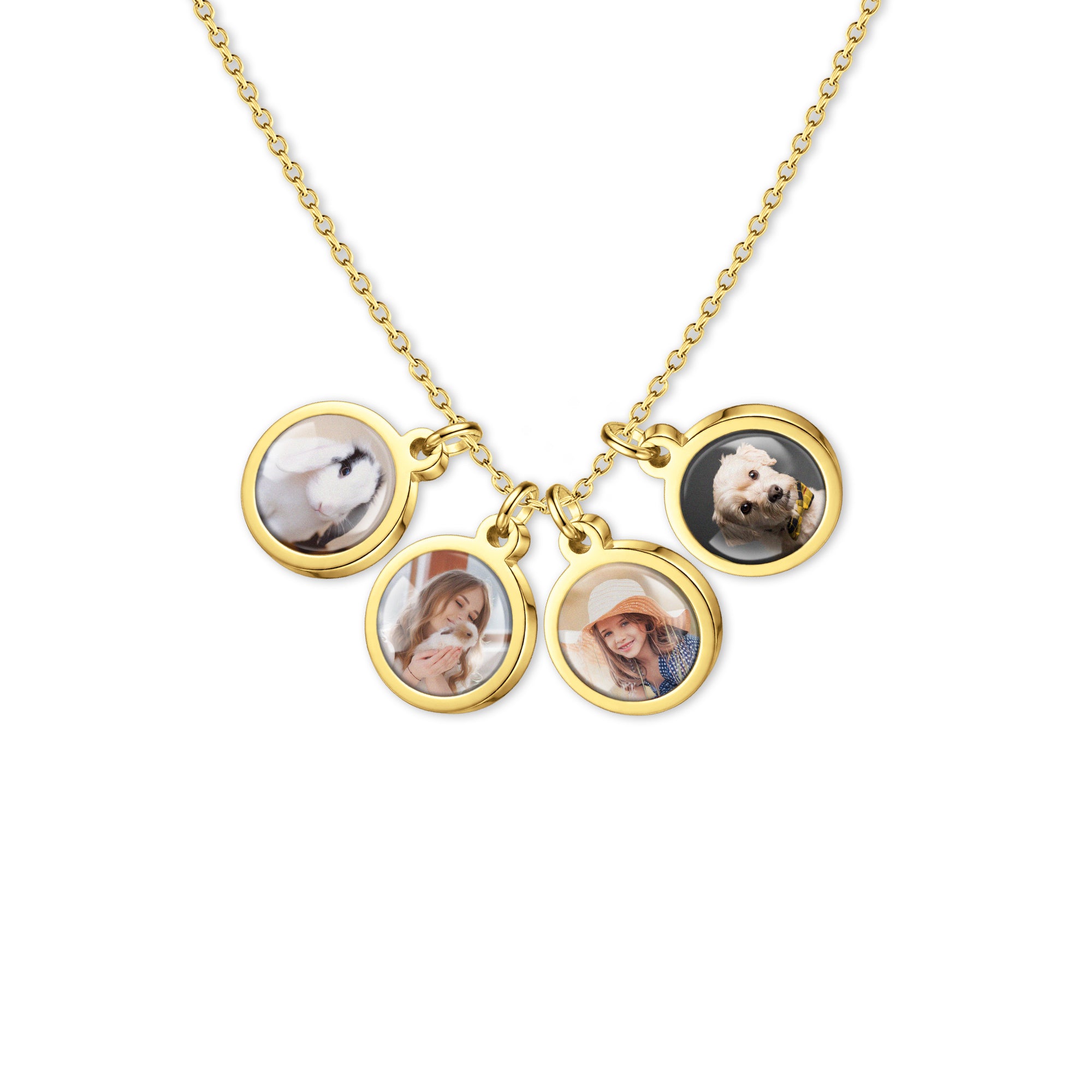 Round Photo Necklace with Glass Dome Cab