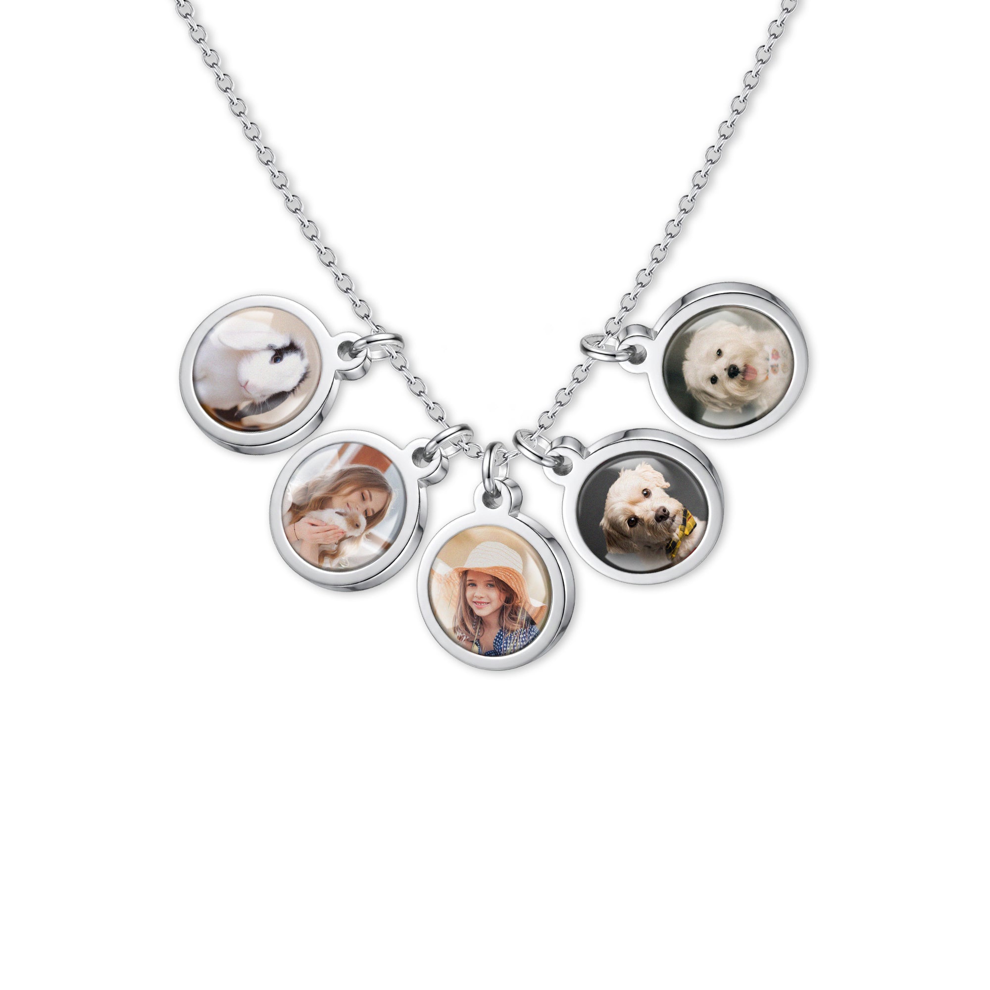 Round Photo Necklace with Glass Dome Cab
