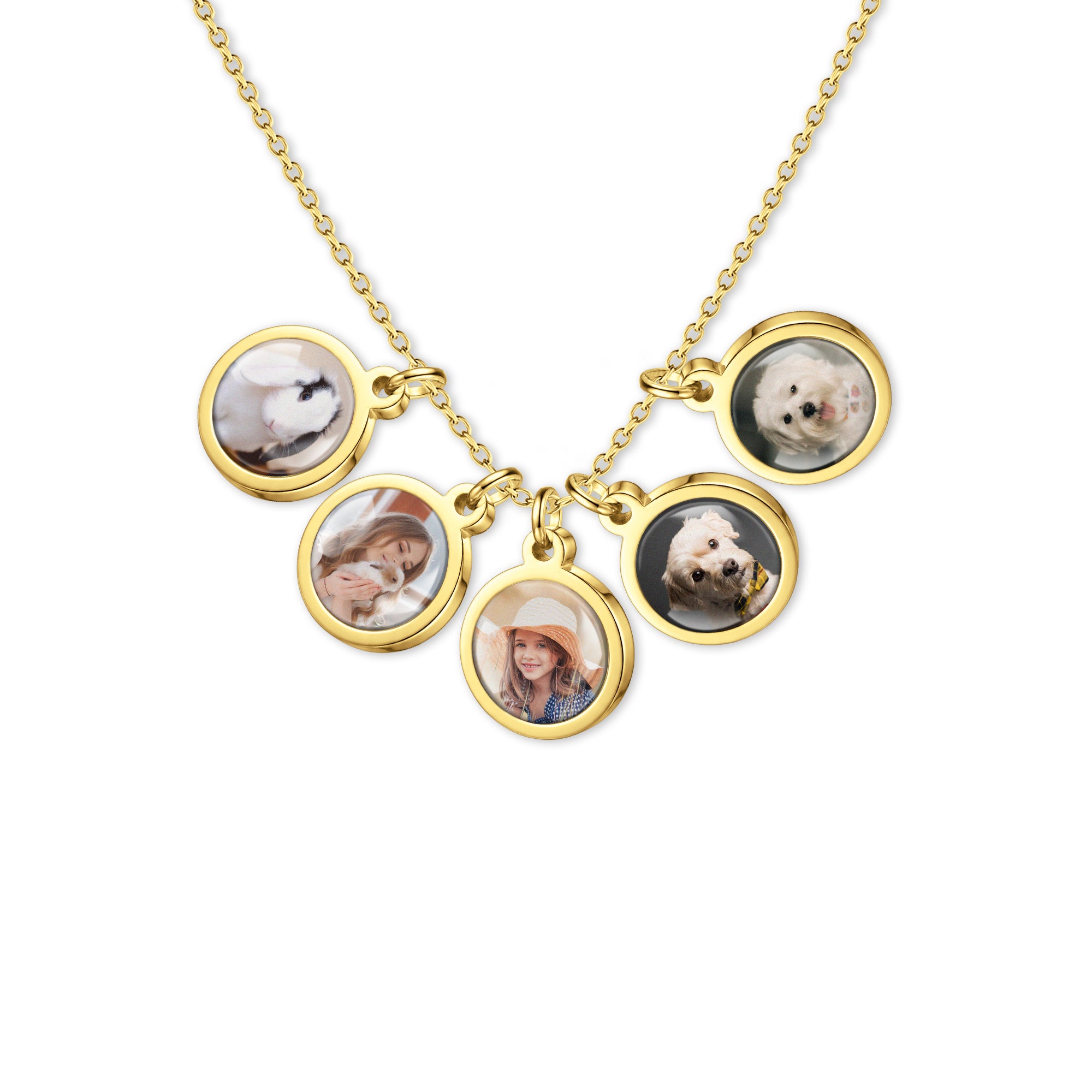 Round Pet Photo Necklace with Glass Dome Cab