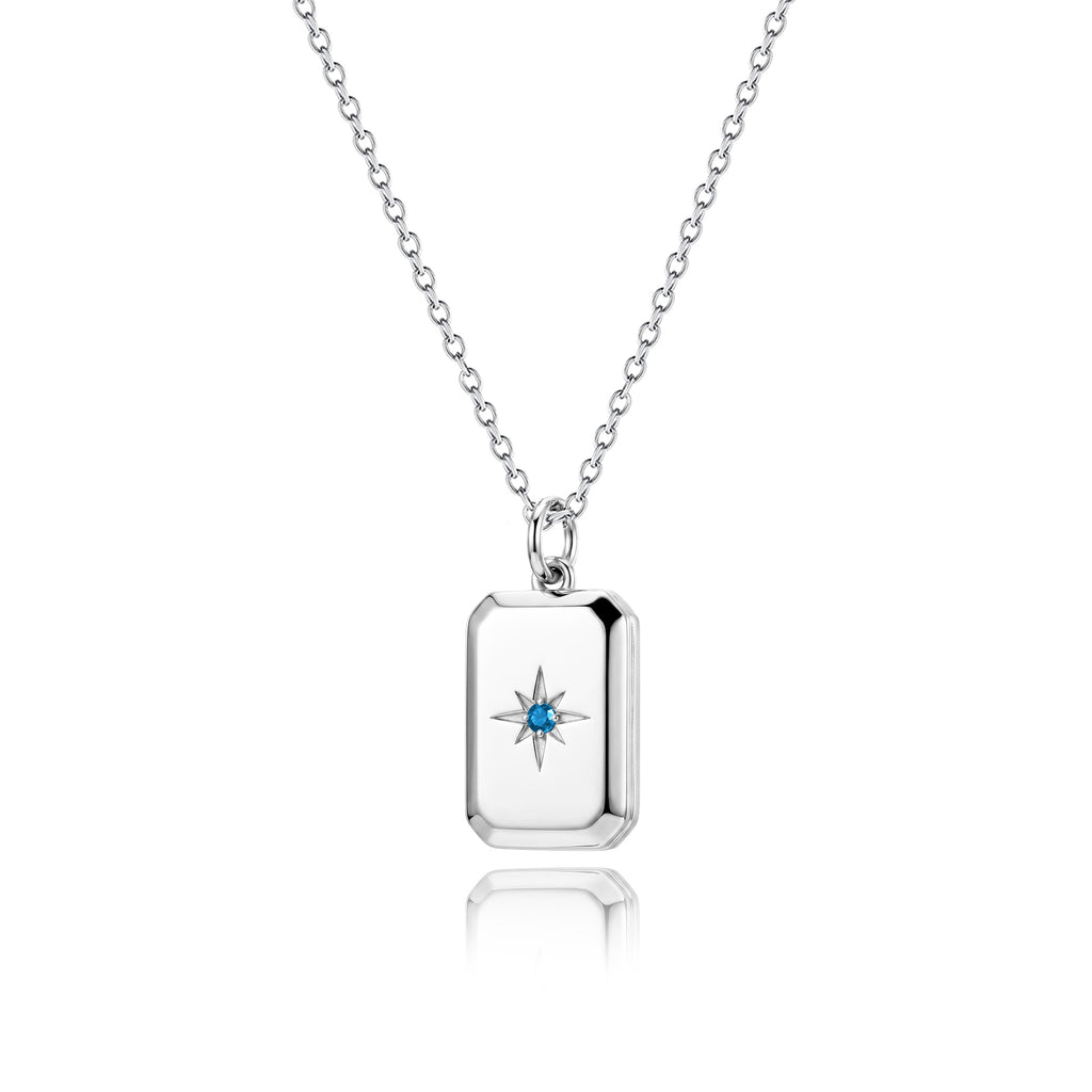 Square Birthstone Pet Photo Locket Necklace