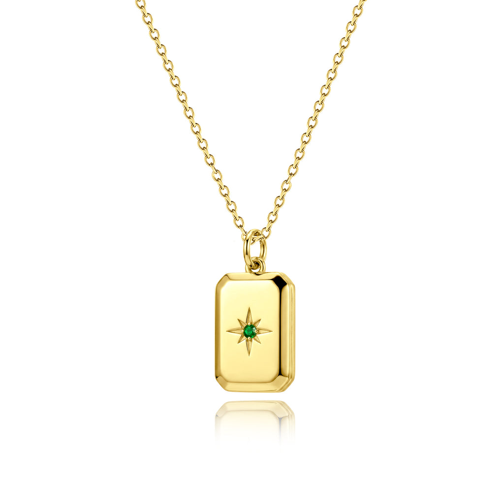 Square Birthstone Photo Locket Necklace