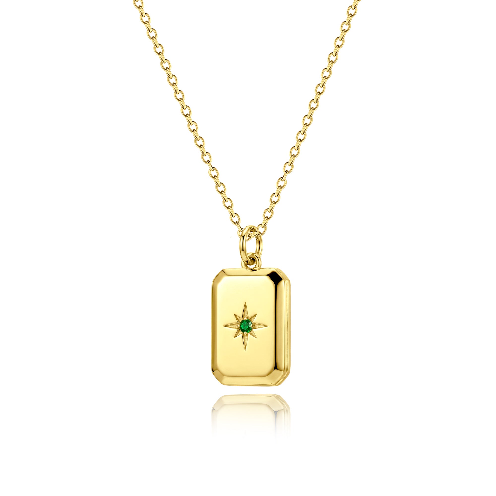 Square Birthstone Photo Locket Necklace