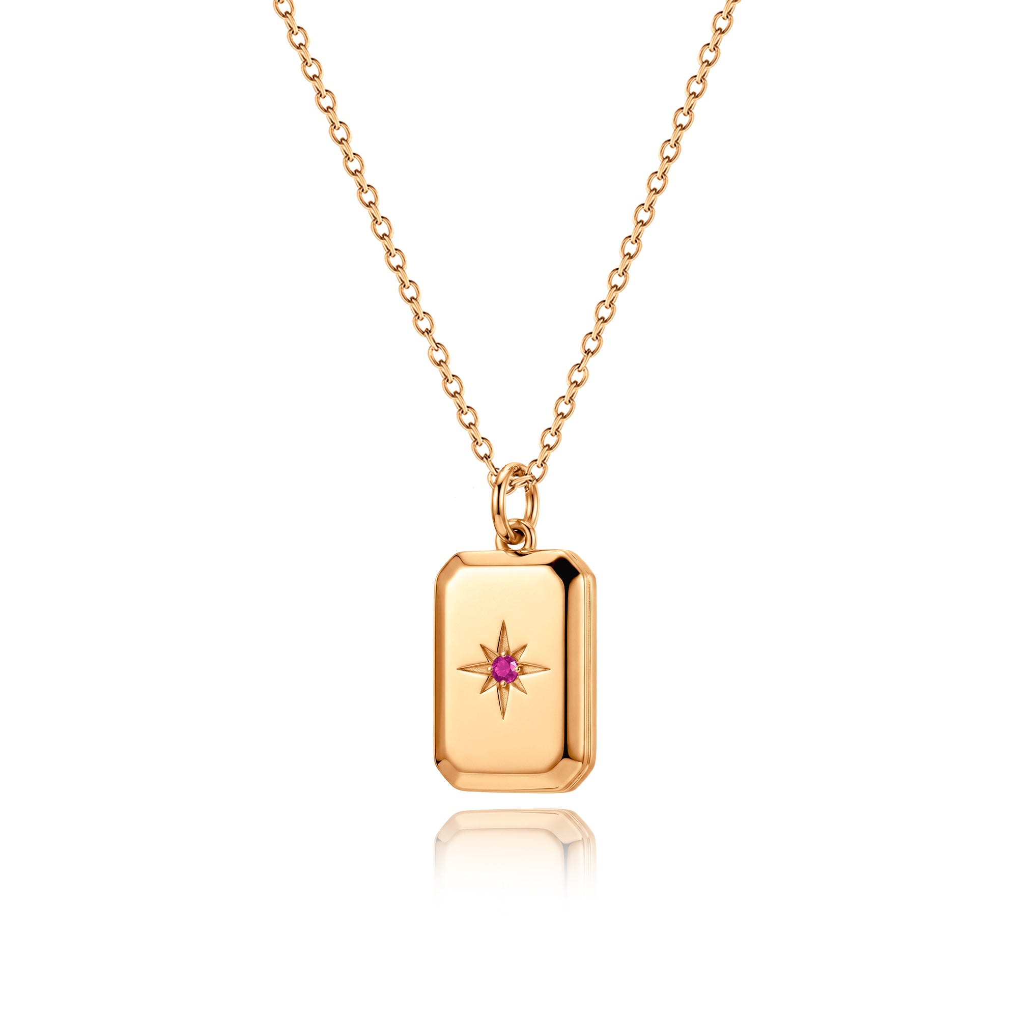 Square Birthstone Photo Locket Necklace