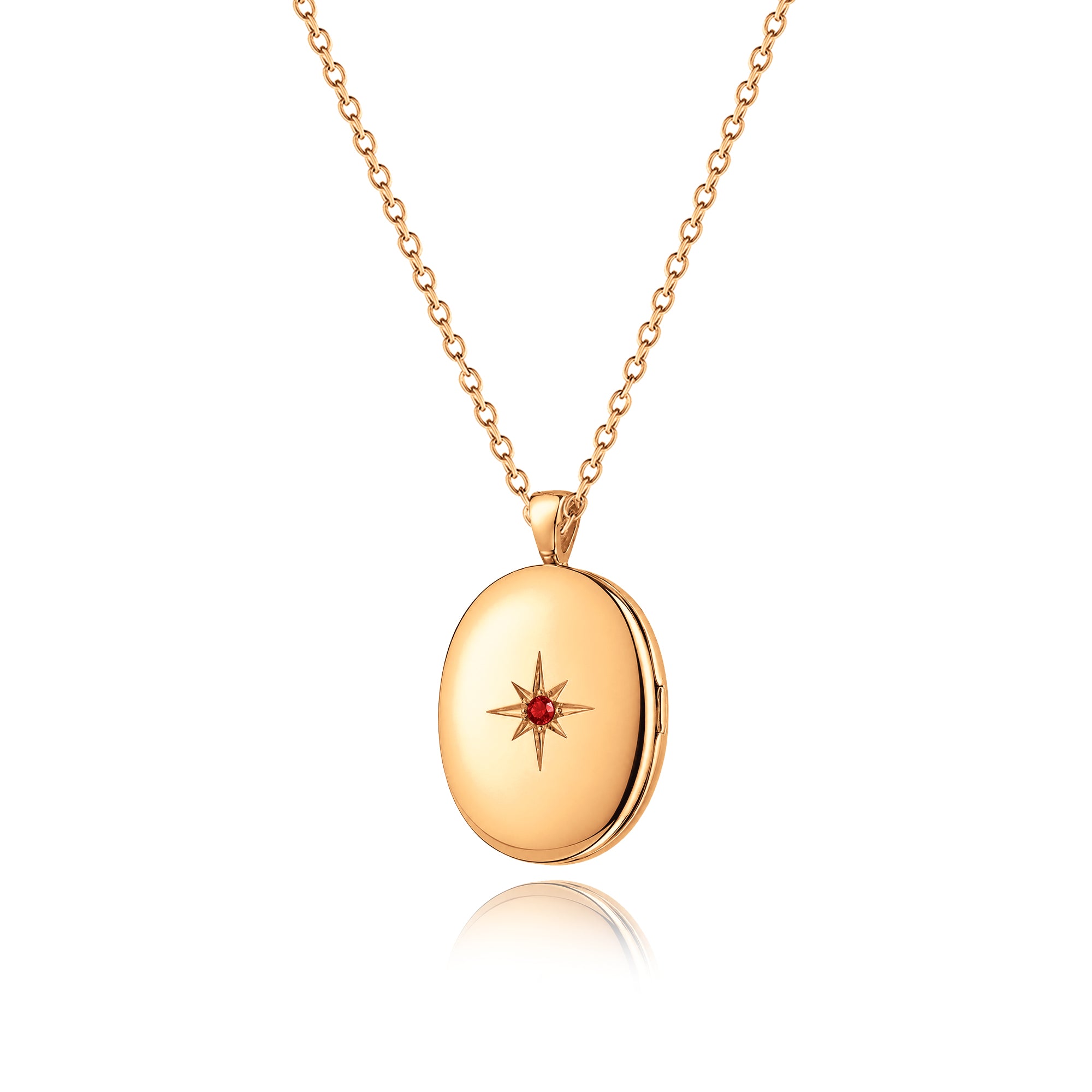 Oval Birthstone Photo Locket Necklace