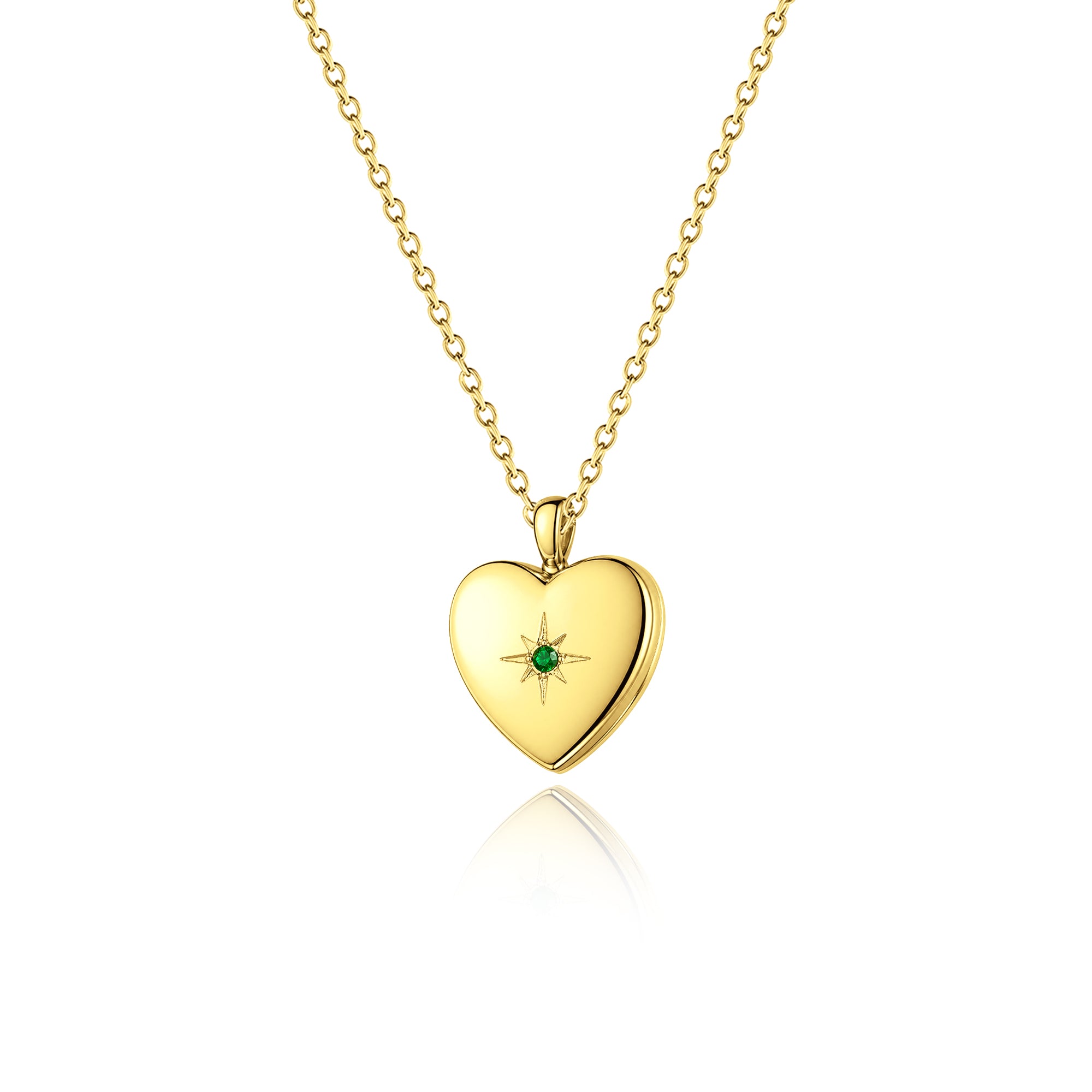 Heart Birthstone Photo Locket Necklace