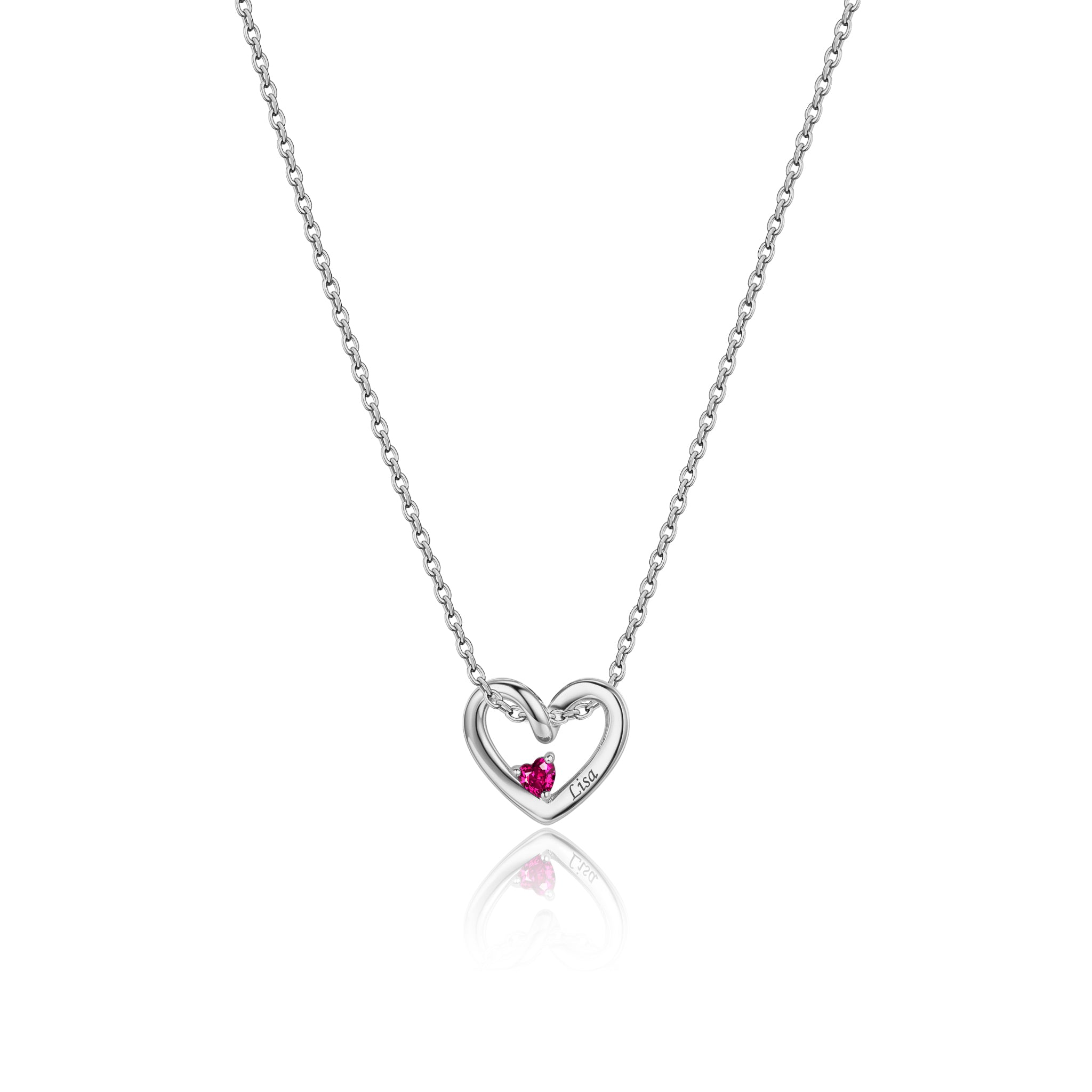 Birthstone Name Heart Necklace