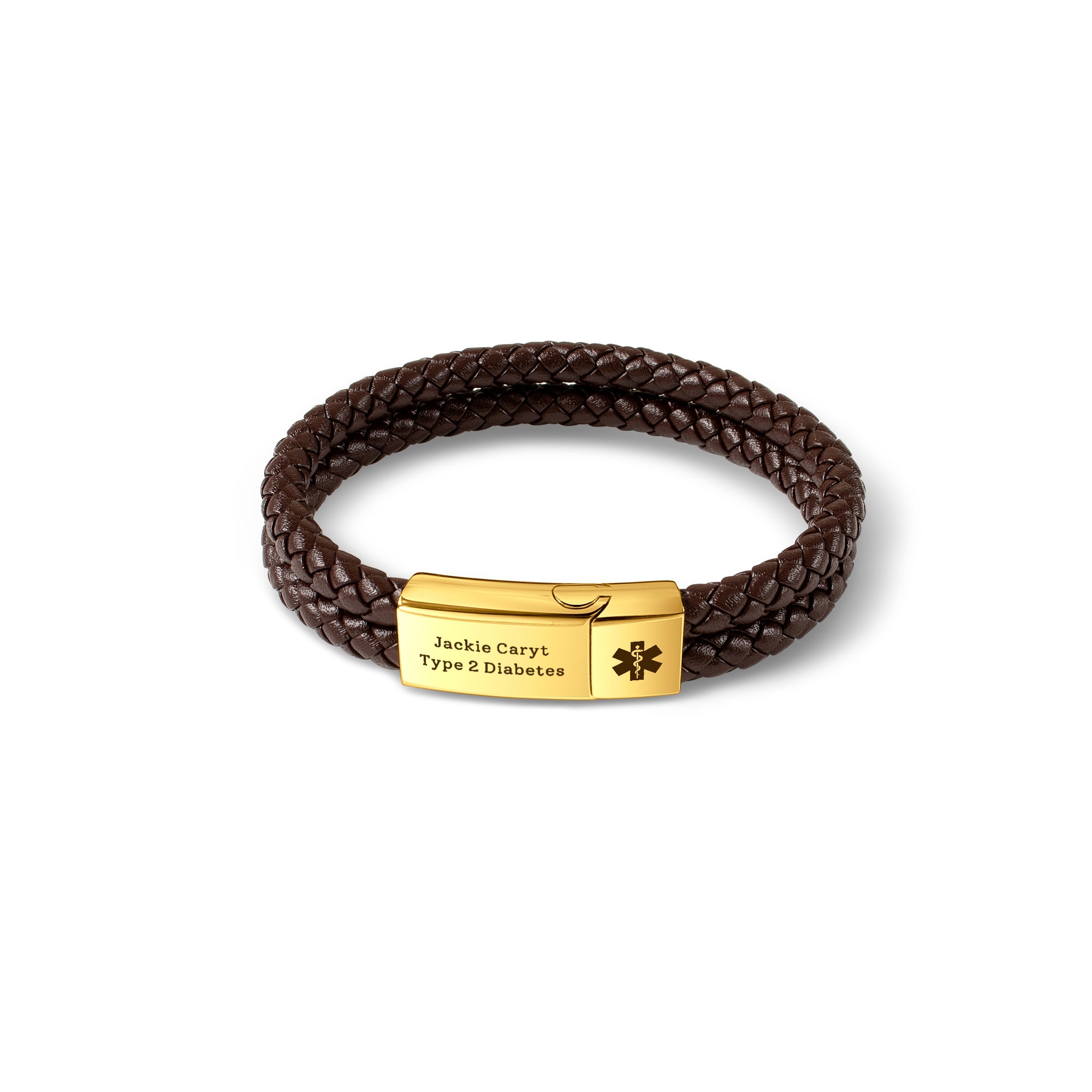 Personalized Medical ID Alert Double Strap Leather Bracelet