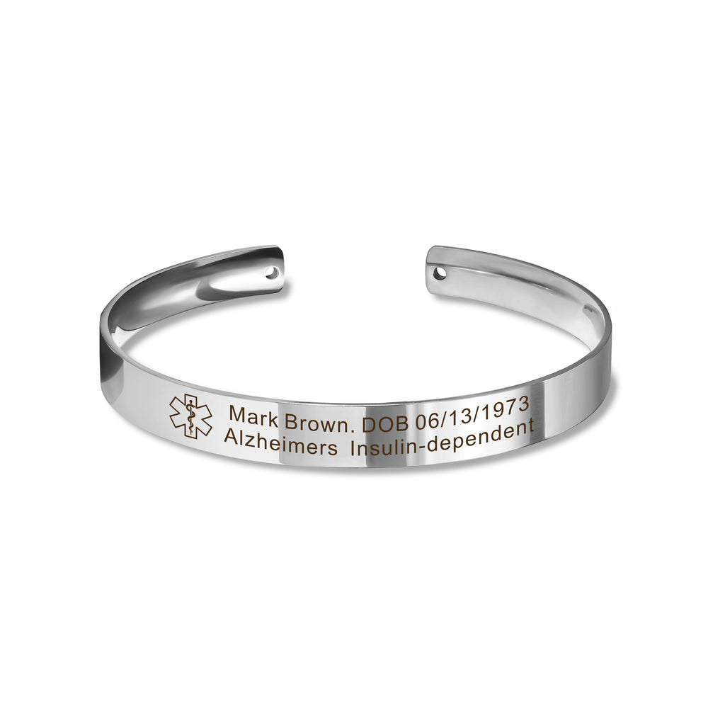 Medical Id Round Cuff Bangle