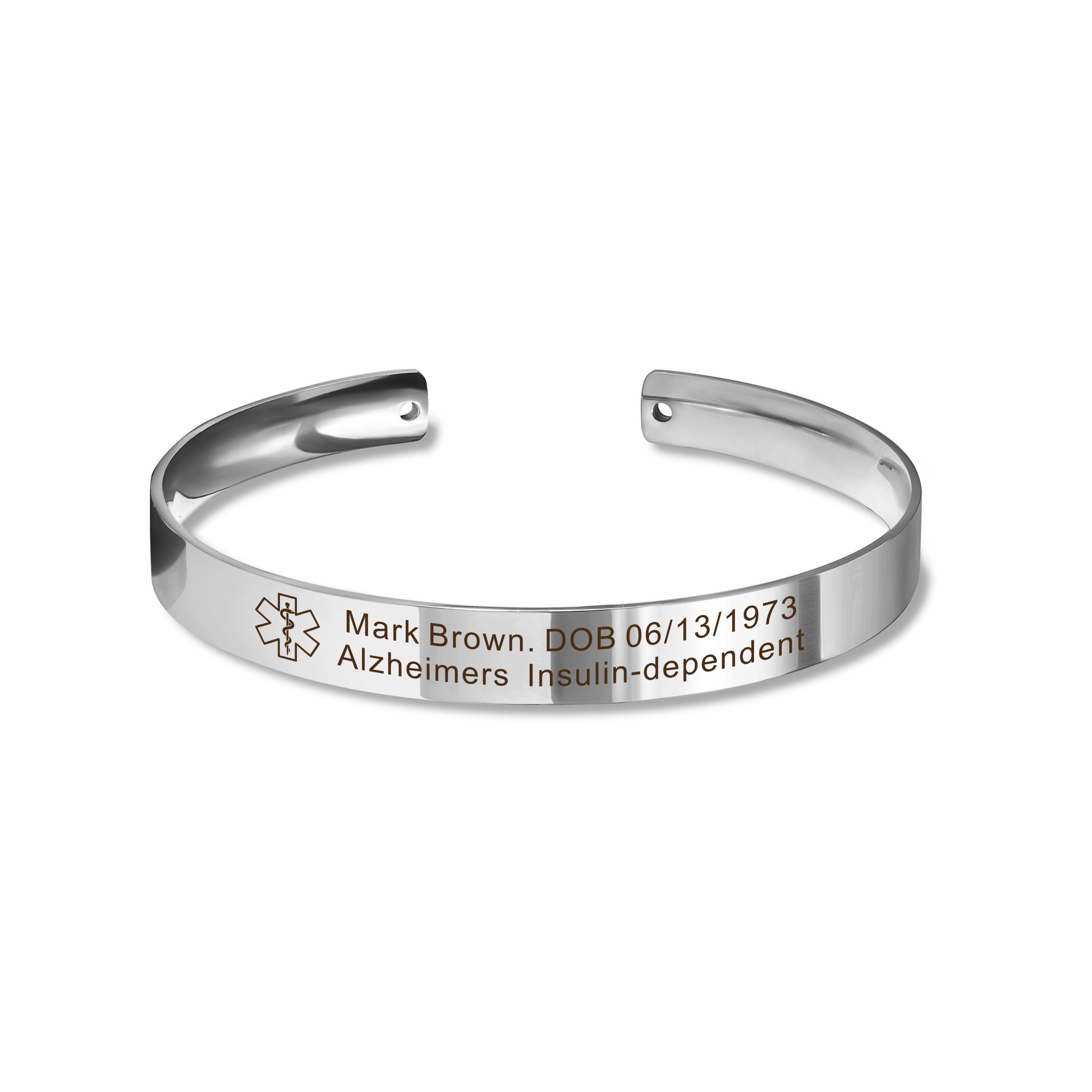 Medical Id Round Cuff Bangle