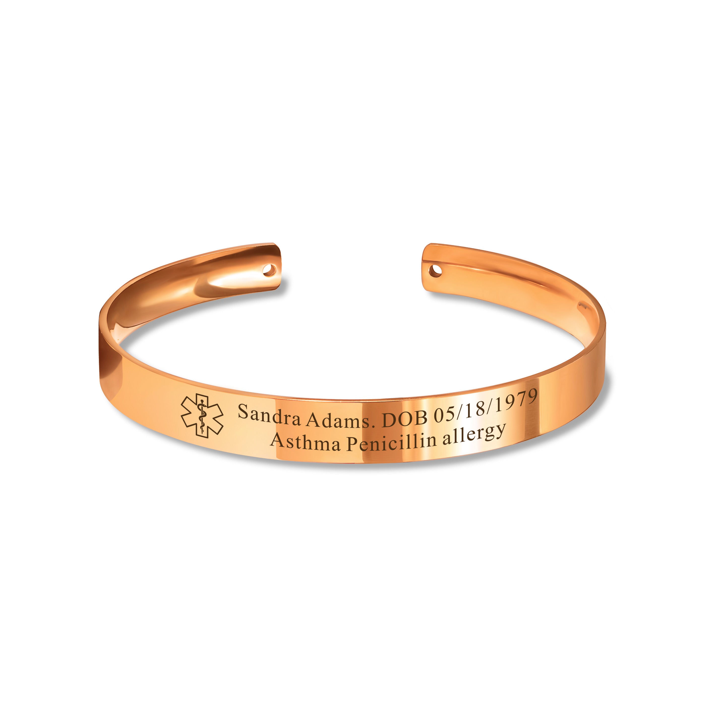 Medical Id Round Cuff Bangle