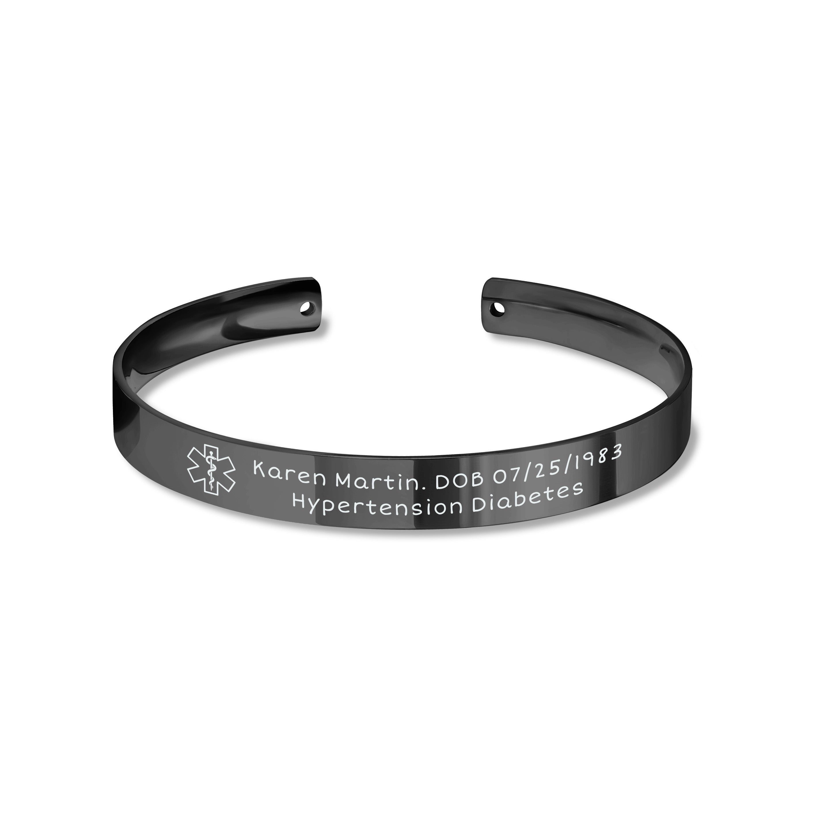 Medical Id Round Cuff Bangle