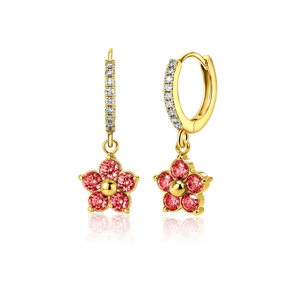 Plum Blossom Birthstone Hoop Earrings