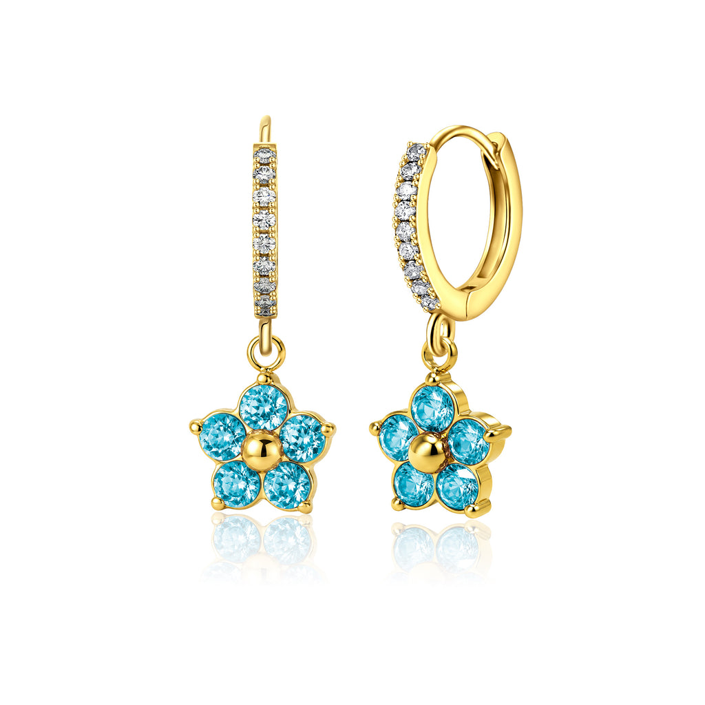 Plum Blossom Birthstone Hoop Earrings