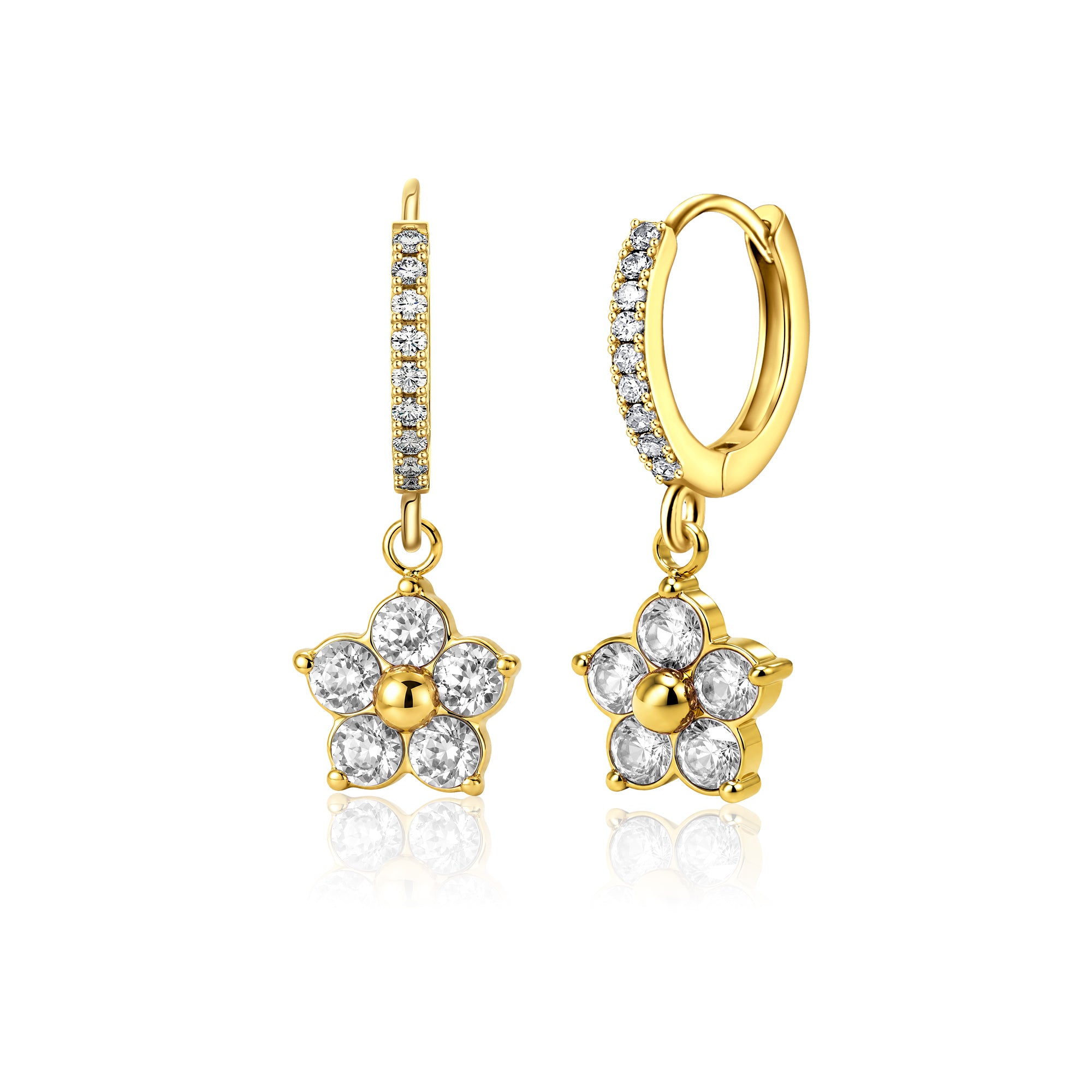 Plum Blossom Birthstone Hoop Earrings