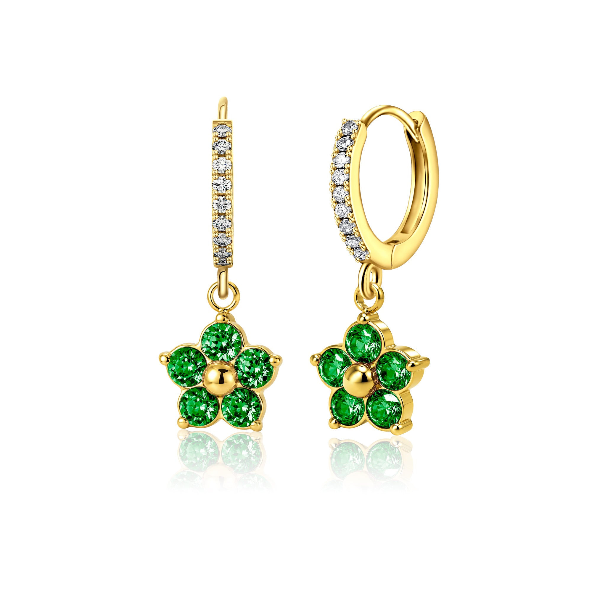 Plum Blossom Birthstone Hoop Earrings