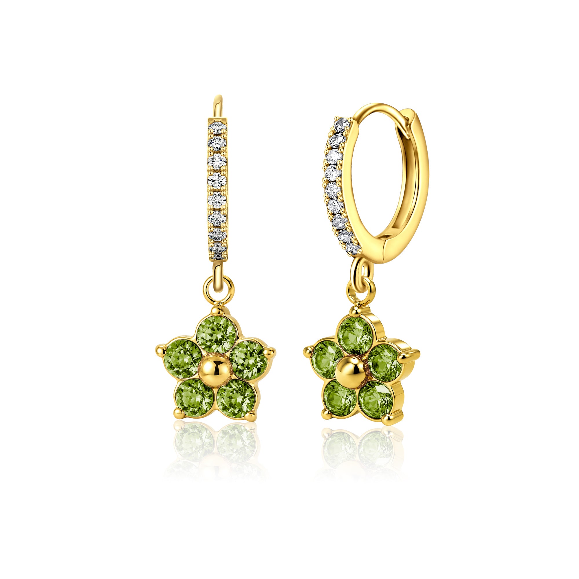 Plum Blossom Birthstone Hoop Earrings