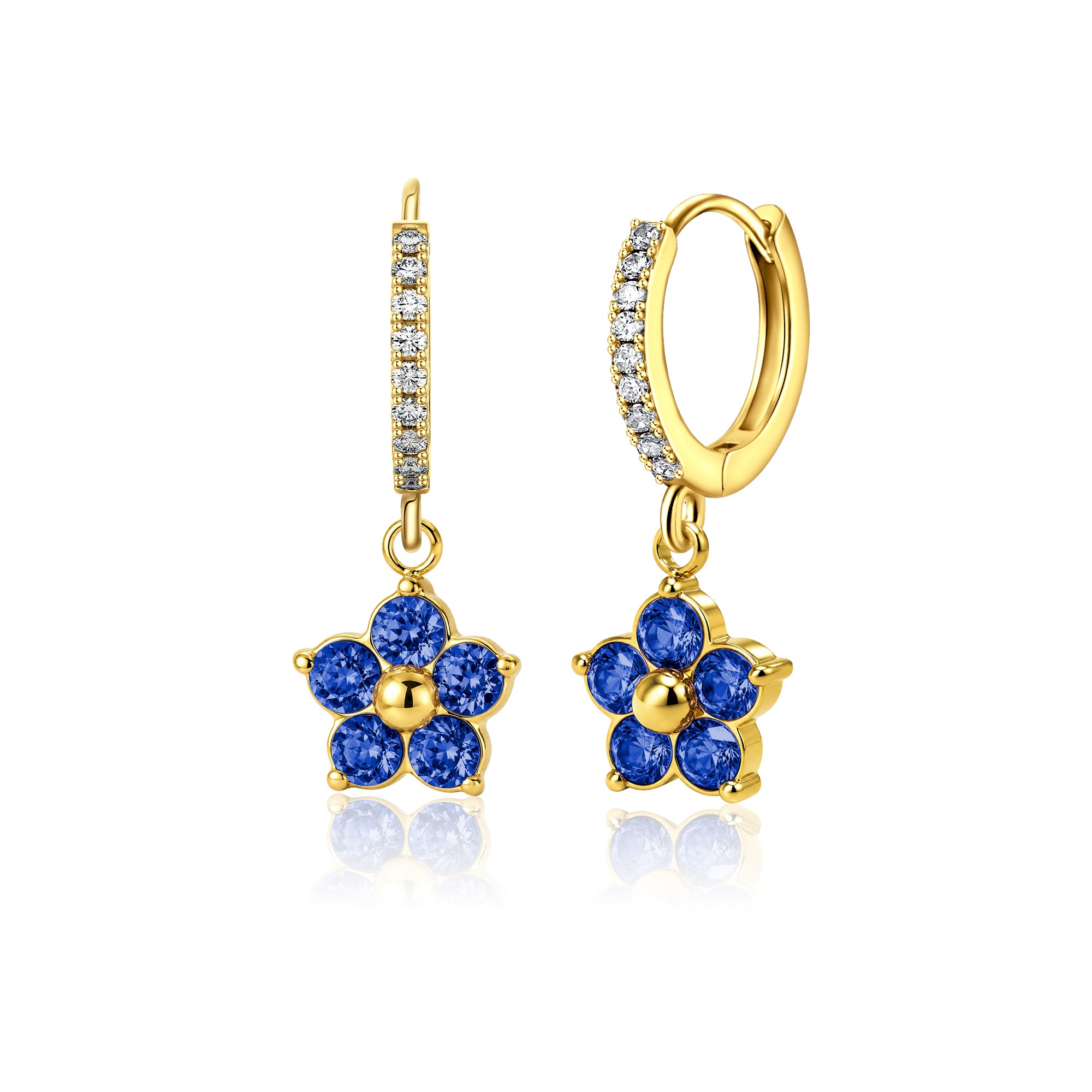 Plum Blossom Birthstone Hoop Earrings