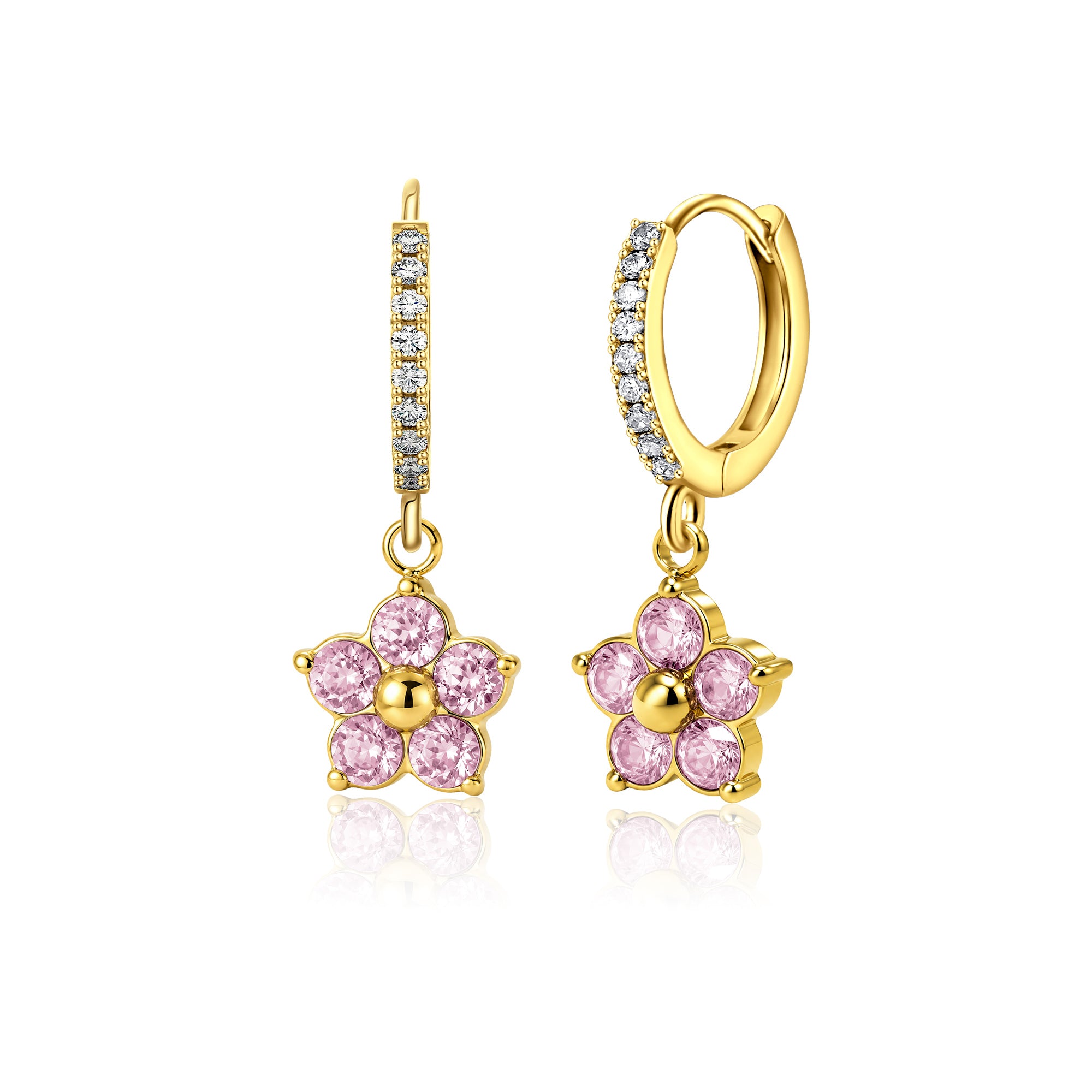 Plum Blossom Birthstone Hoop Earrings