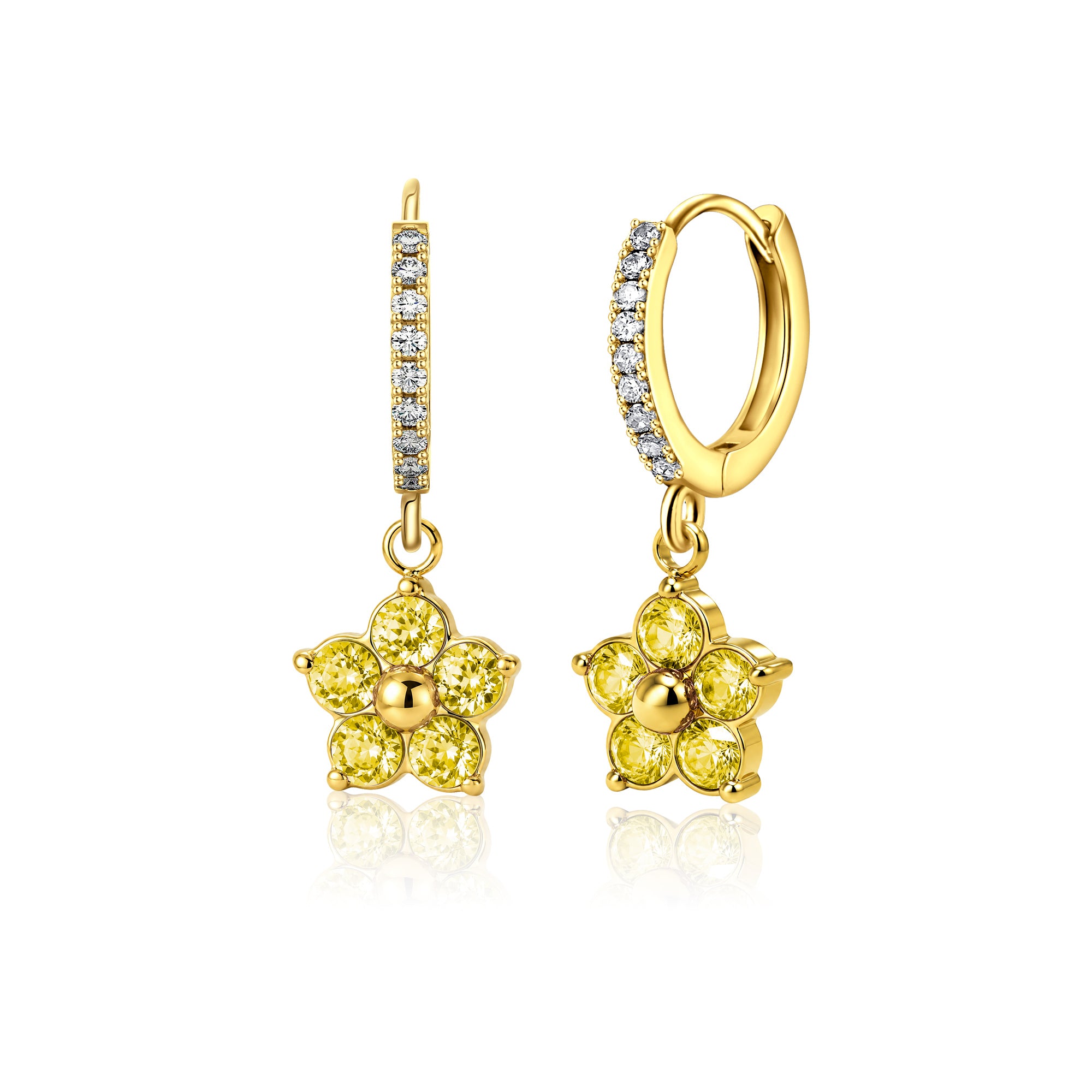Plum Blossom Birthstone Hoop Earrings