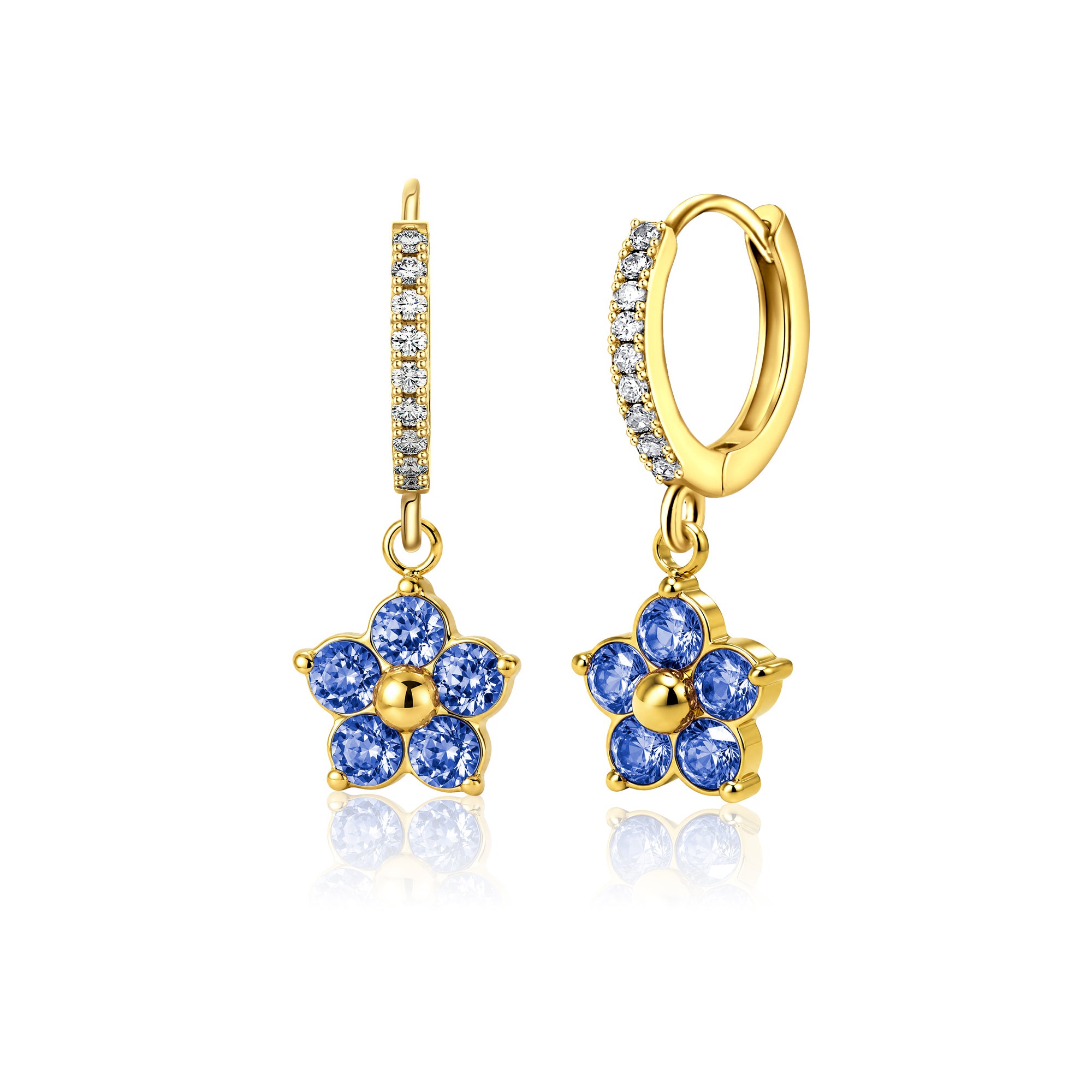 Plum Blossom Birthstone Hoop Earrings
