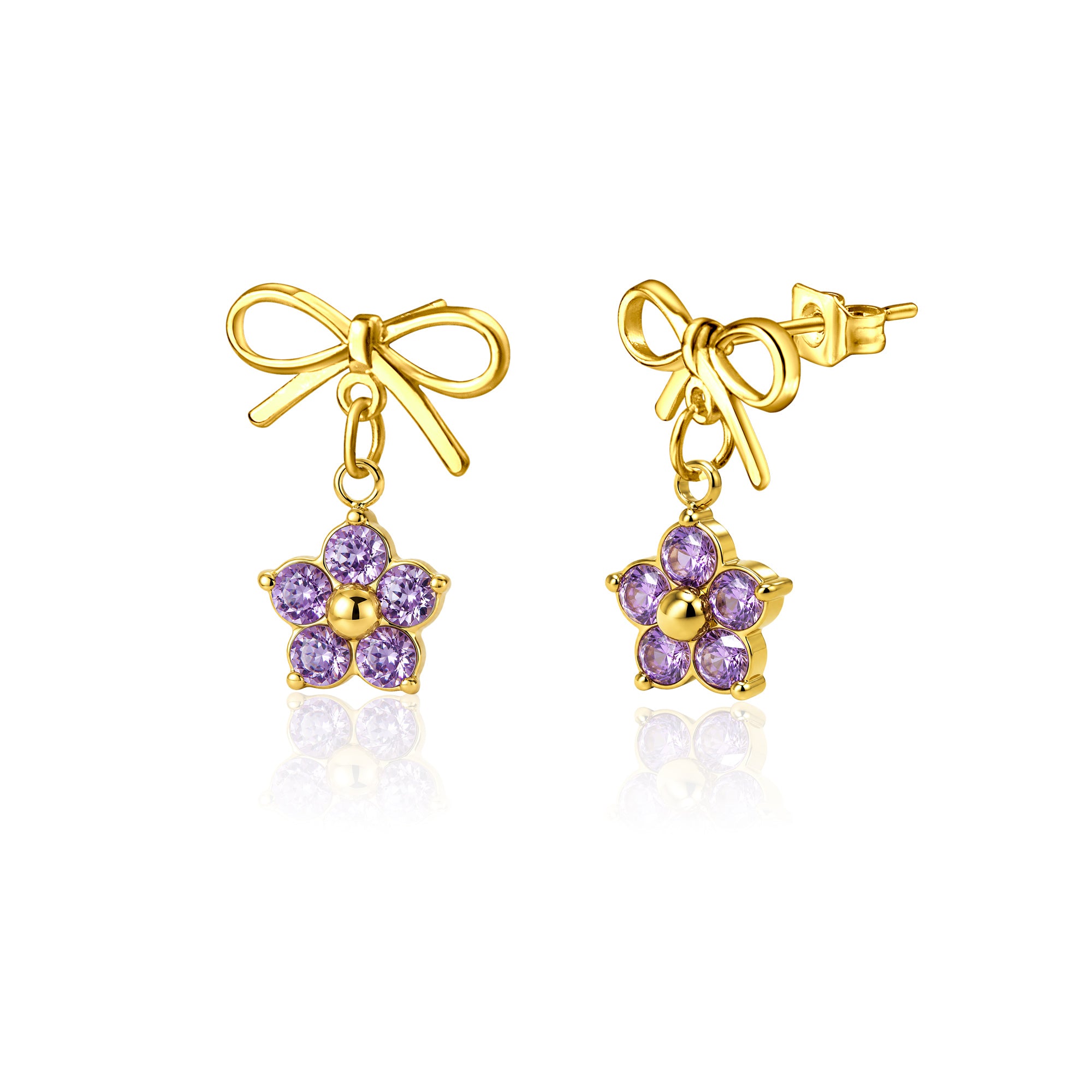 Plum Blossom Birthstone Bow Earrings