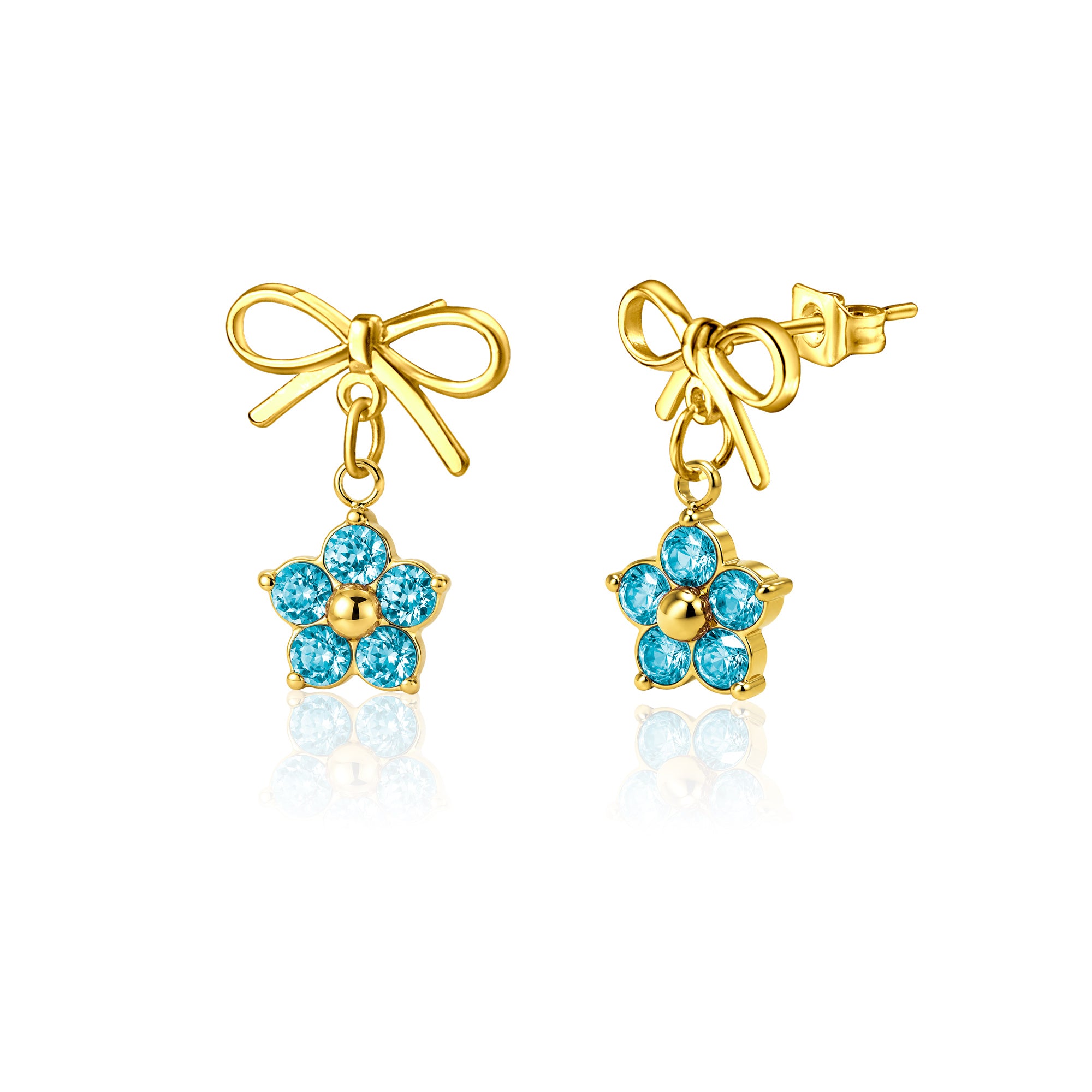 Plum Blossom Birthstone Bow Earrings