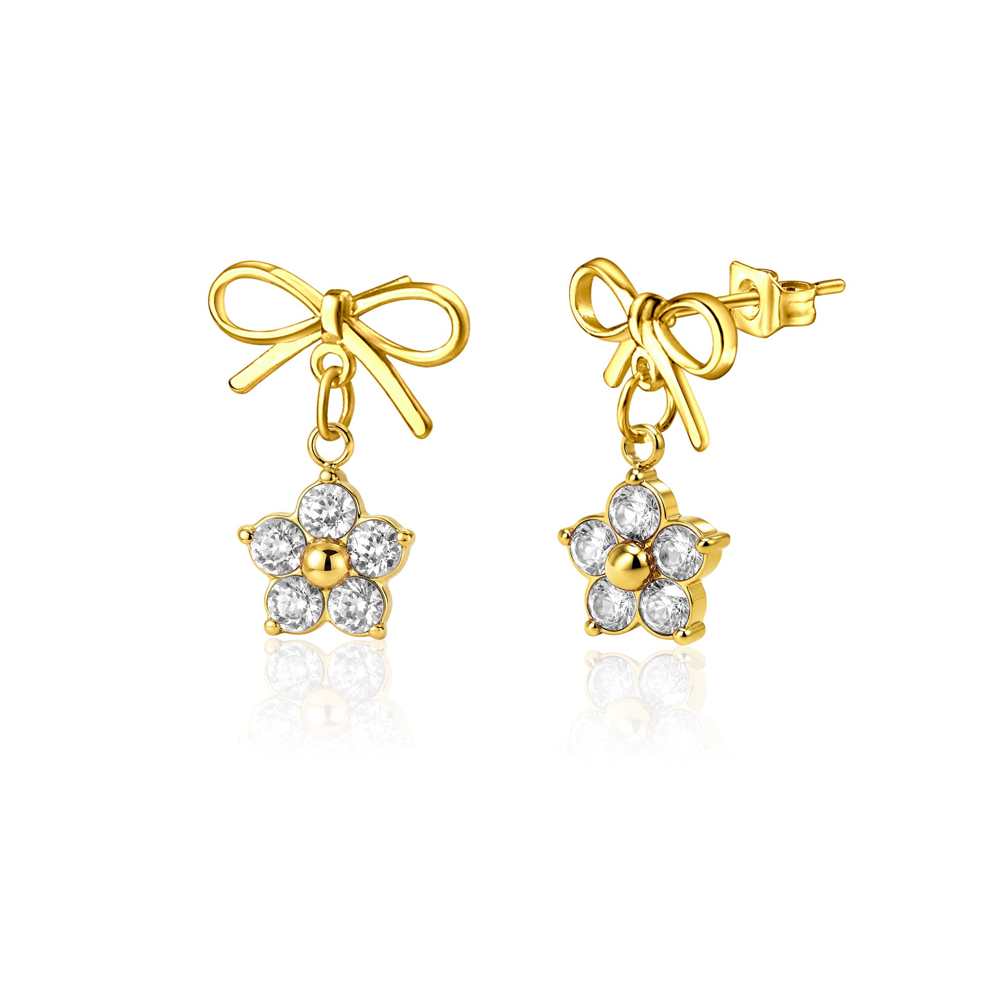 Plum Blossom Birthstone Bow Earrings