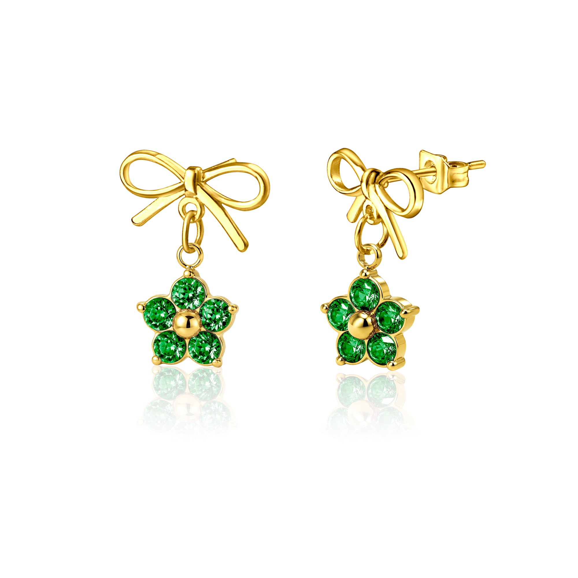 Plum Blossom Birthstone Bow Earrings