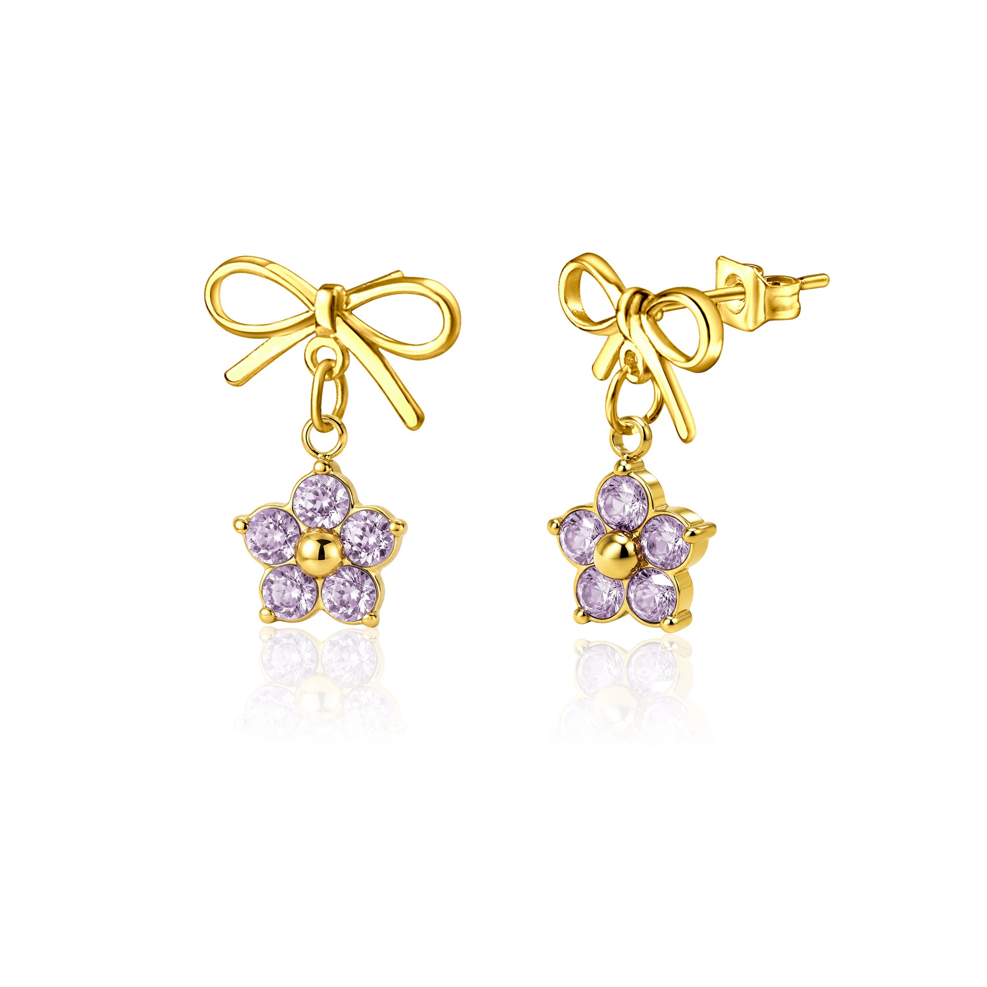 Plum Blossom Birthstone Bow Earrings
