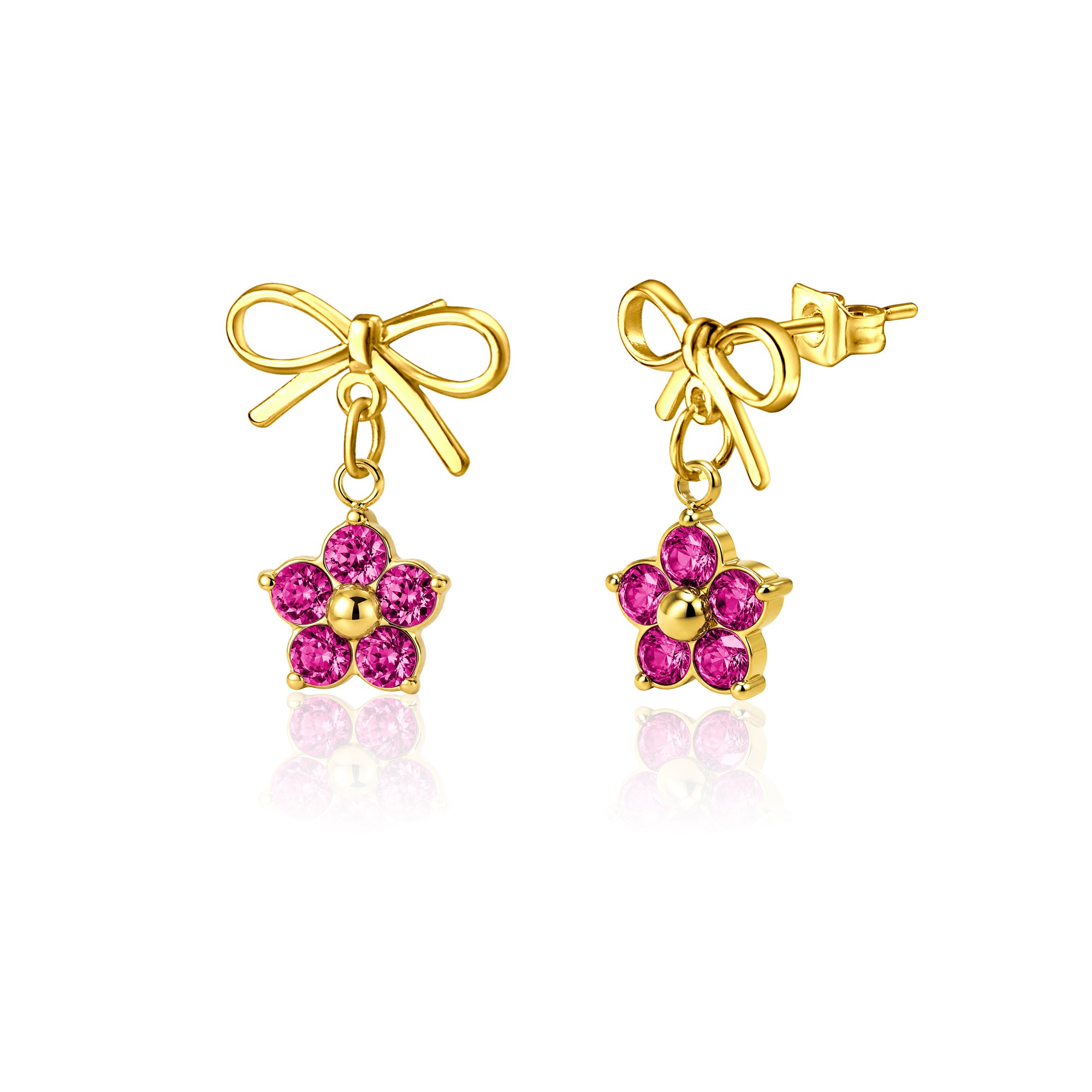 Plum Blossom Birthstone Bow Earrings