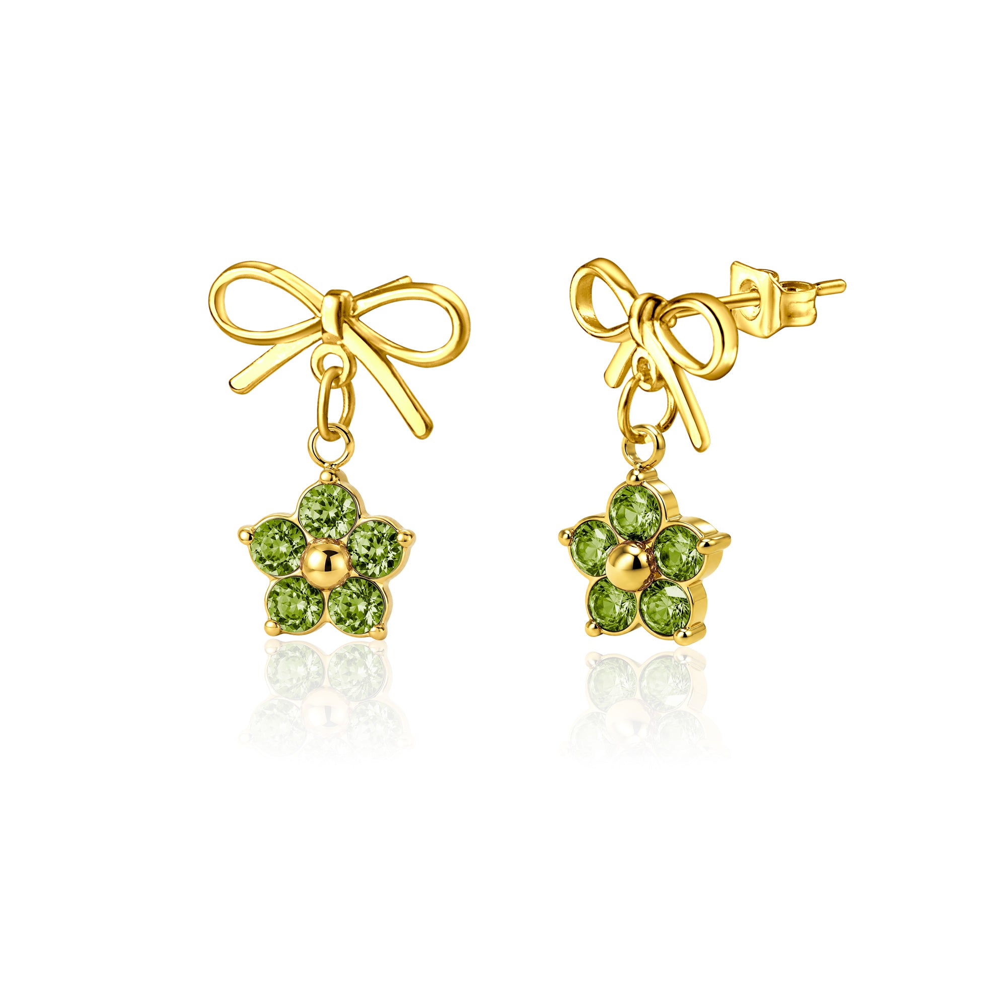 Plum Blossom Birthstone Bow Earrings