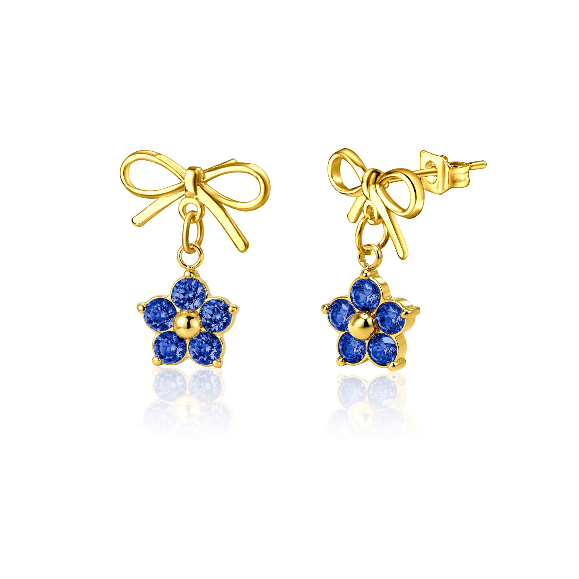 Plum Blossom Birthstone Bow Earrings