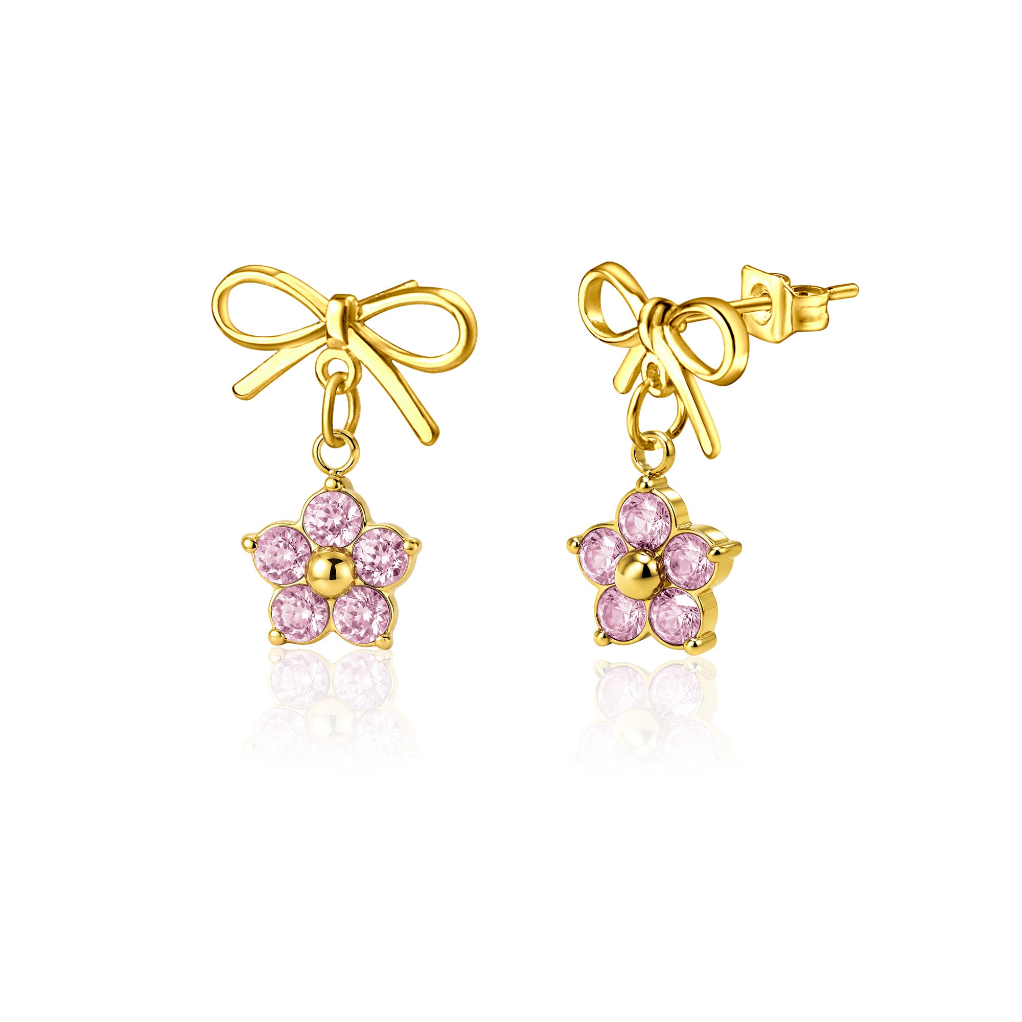 Plum Blossom Birthstone Bow Earrings