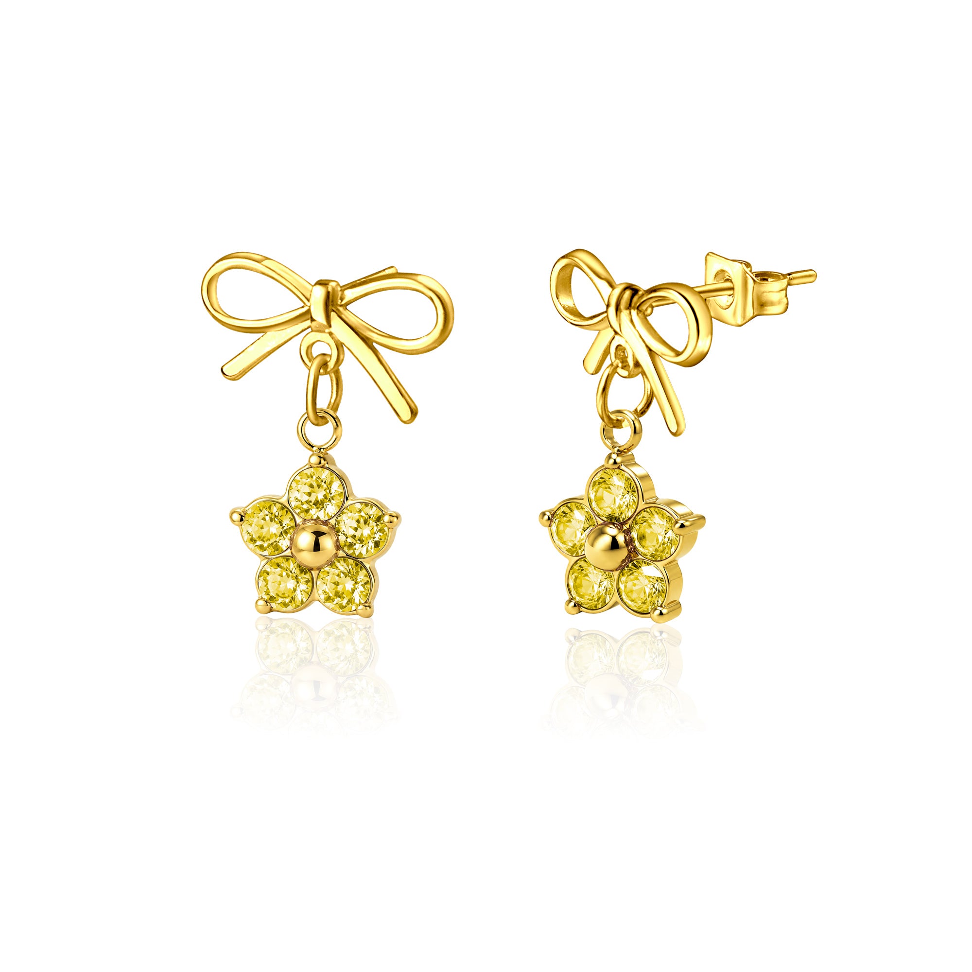 Plum Blossom Birthstone Bow Earrings