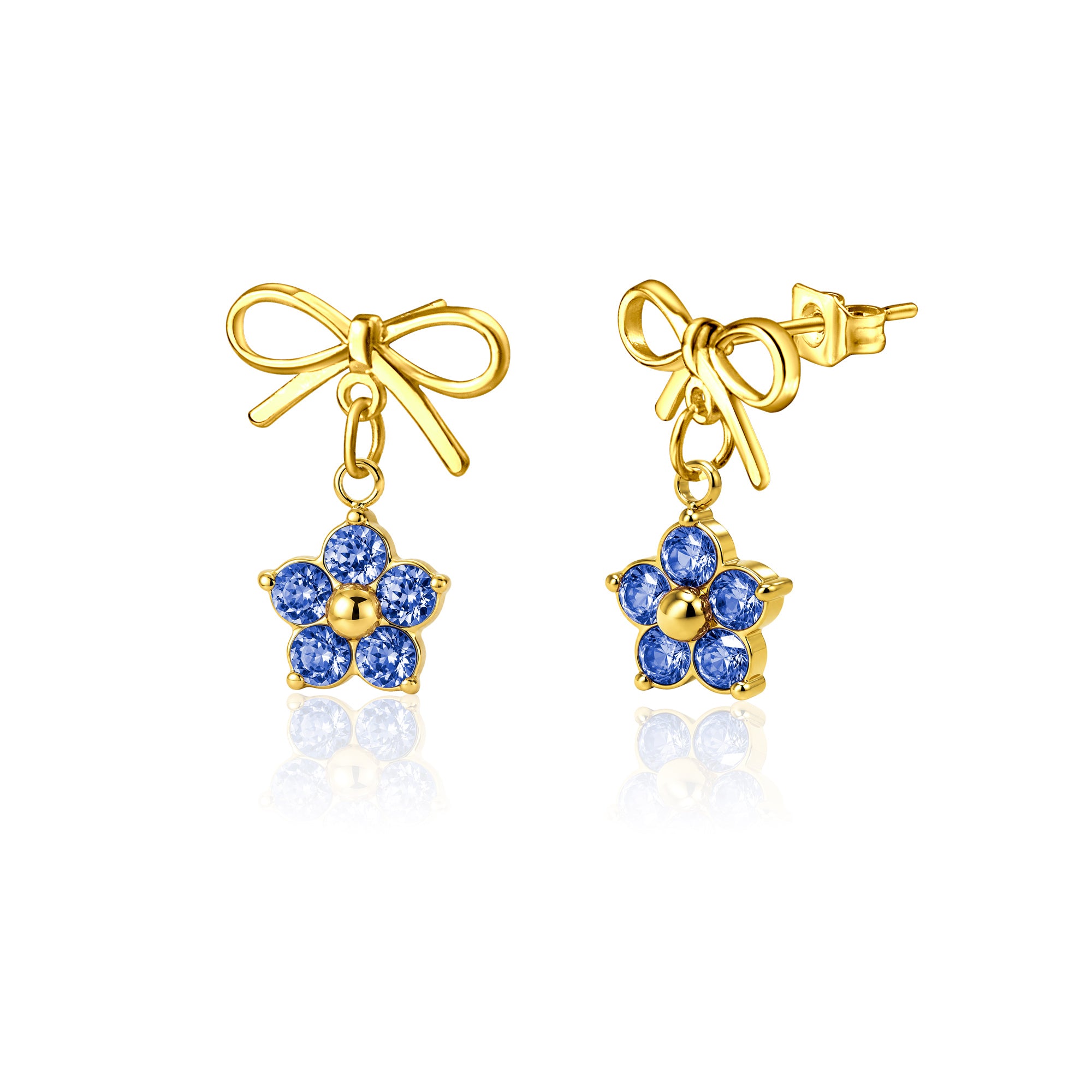 Plum Blossom Birthstone Bow Earrings
