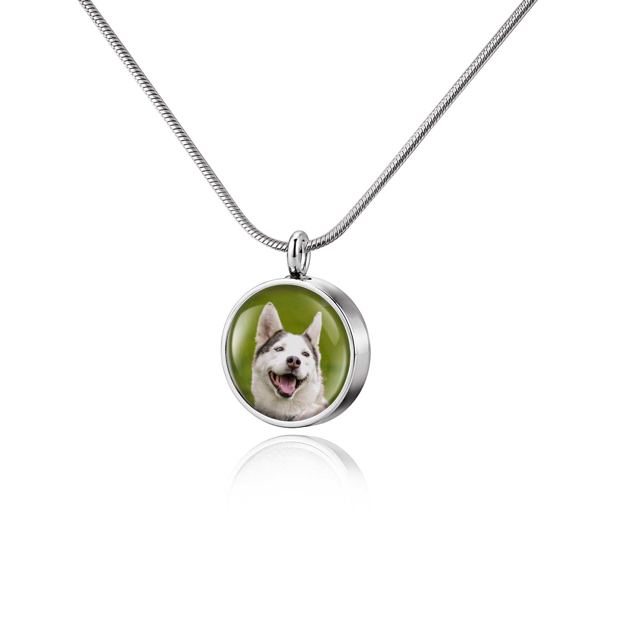 Round Memorial Ashes Holder Necklace with Photo
